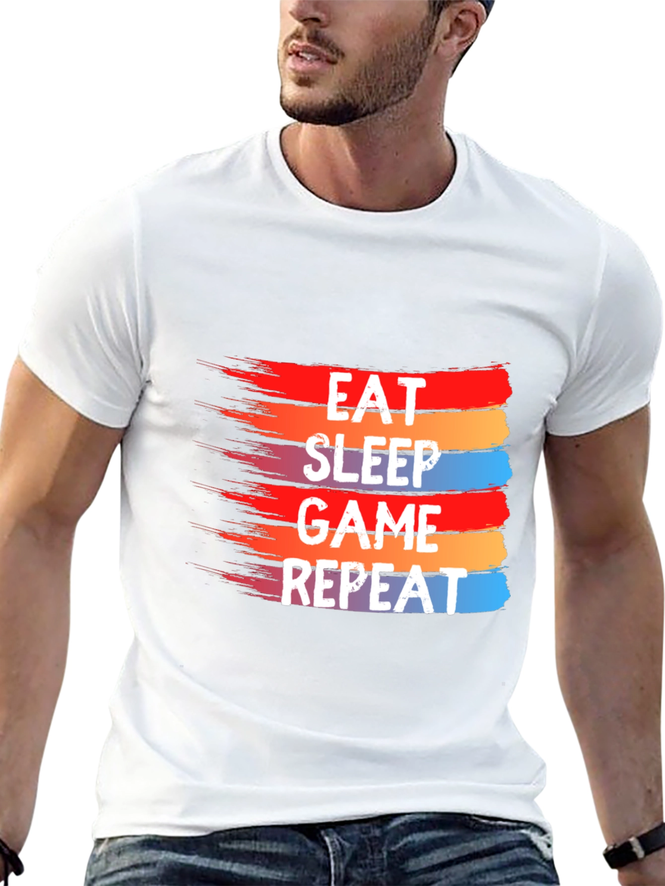 Eat Sleep Game Repeat Graphic Tee - Gamer T-Shirt