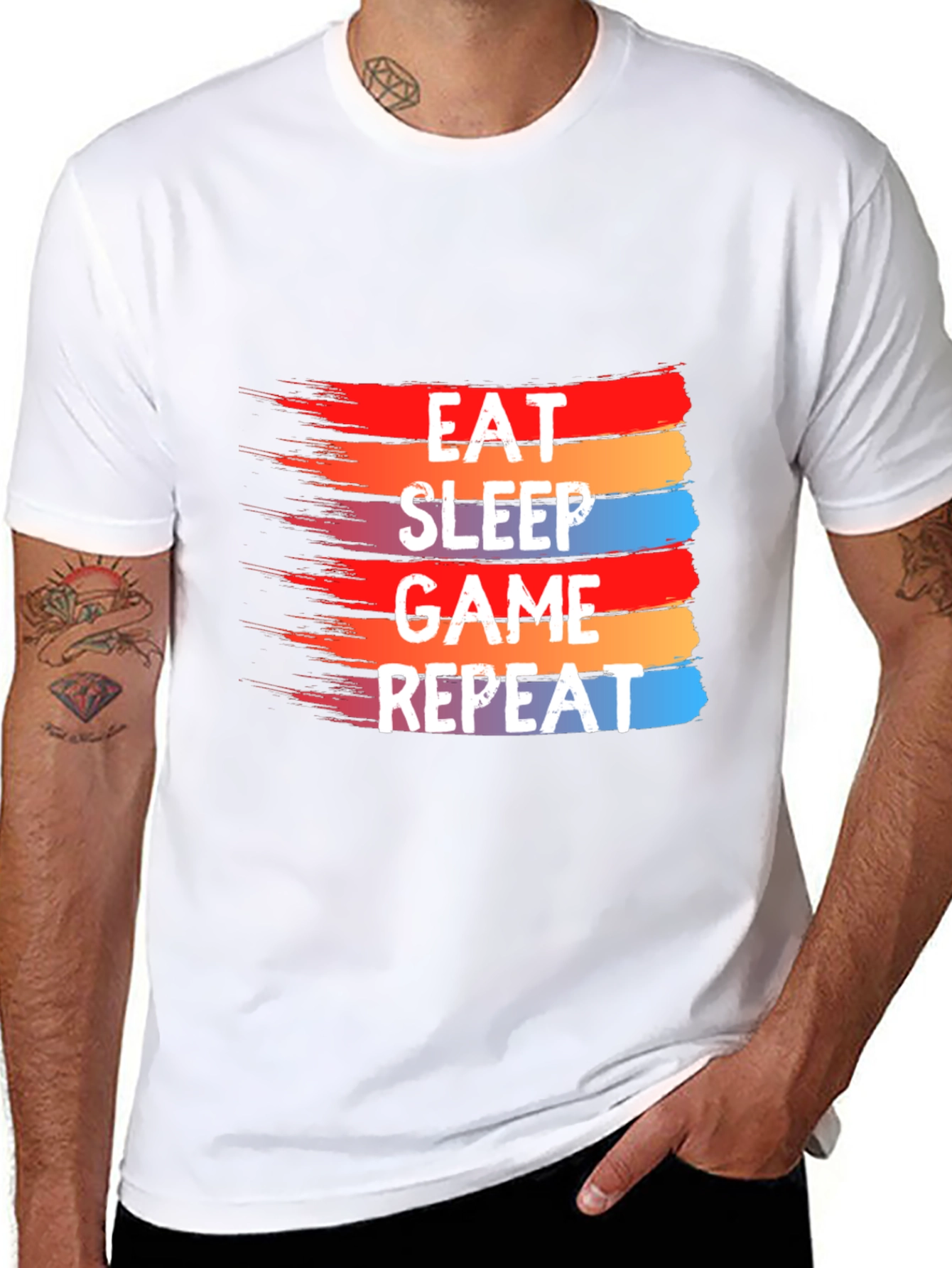 Eat Sleep Game Repeat Graphic Tee - Gamer T-Shirt