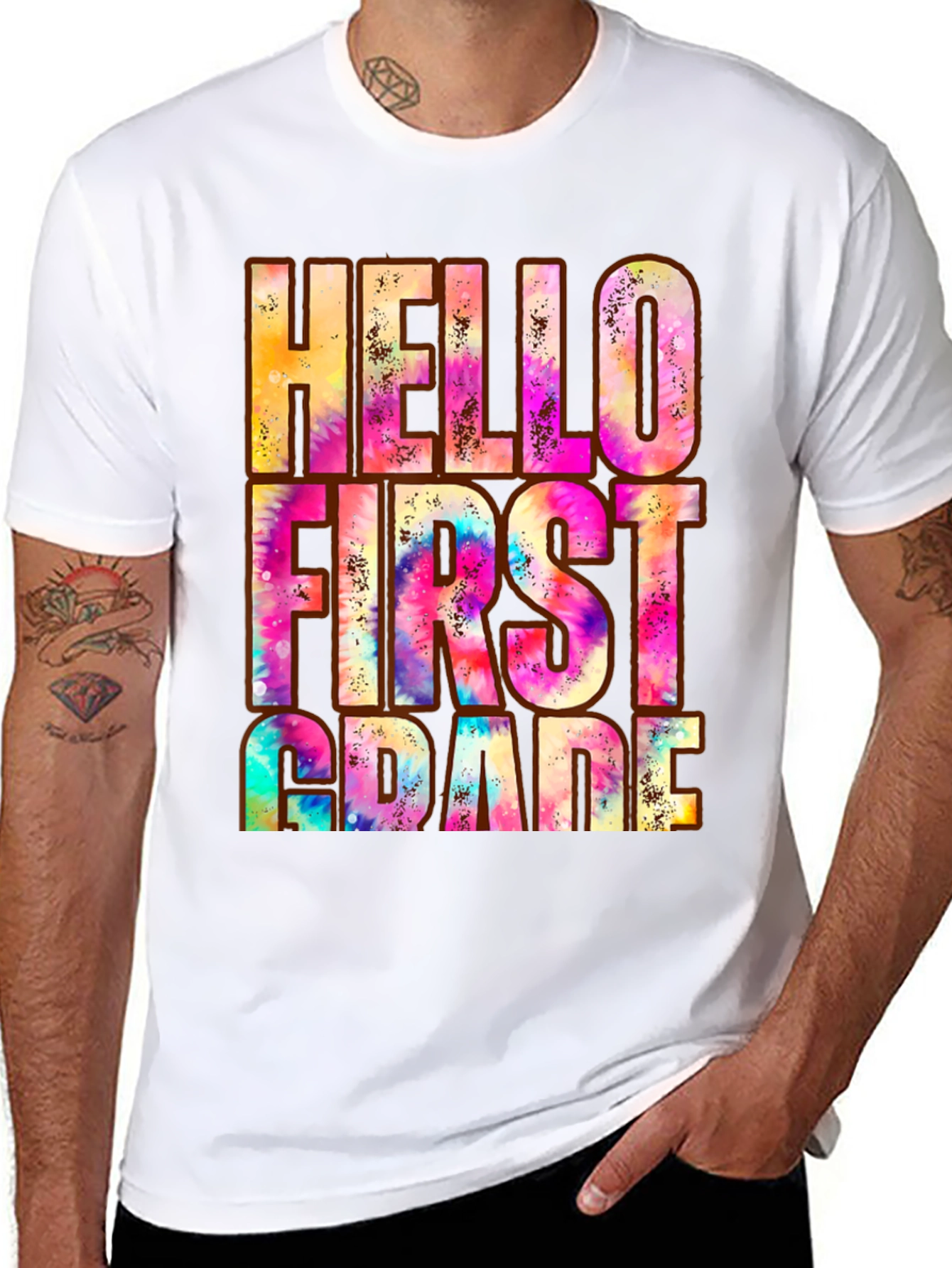 Hello First Grade Tie Dye Graphic T-Shirt