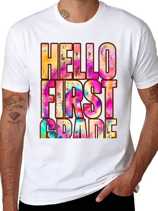 Hello First Grade Tie Dye Graphic T-Shirt