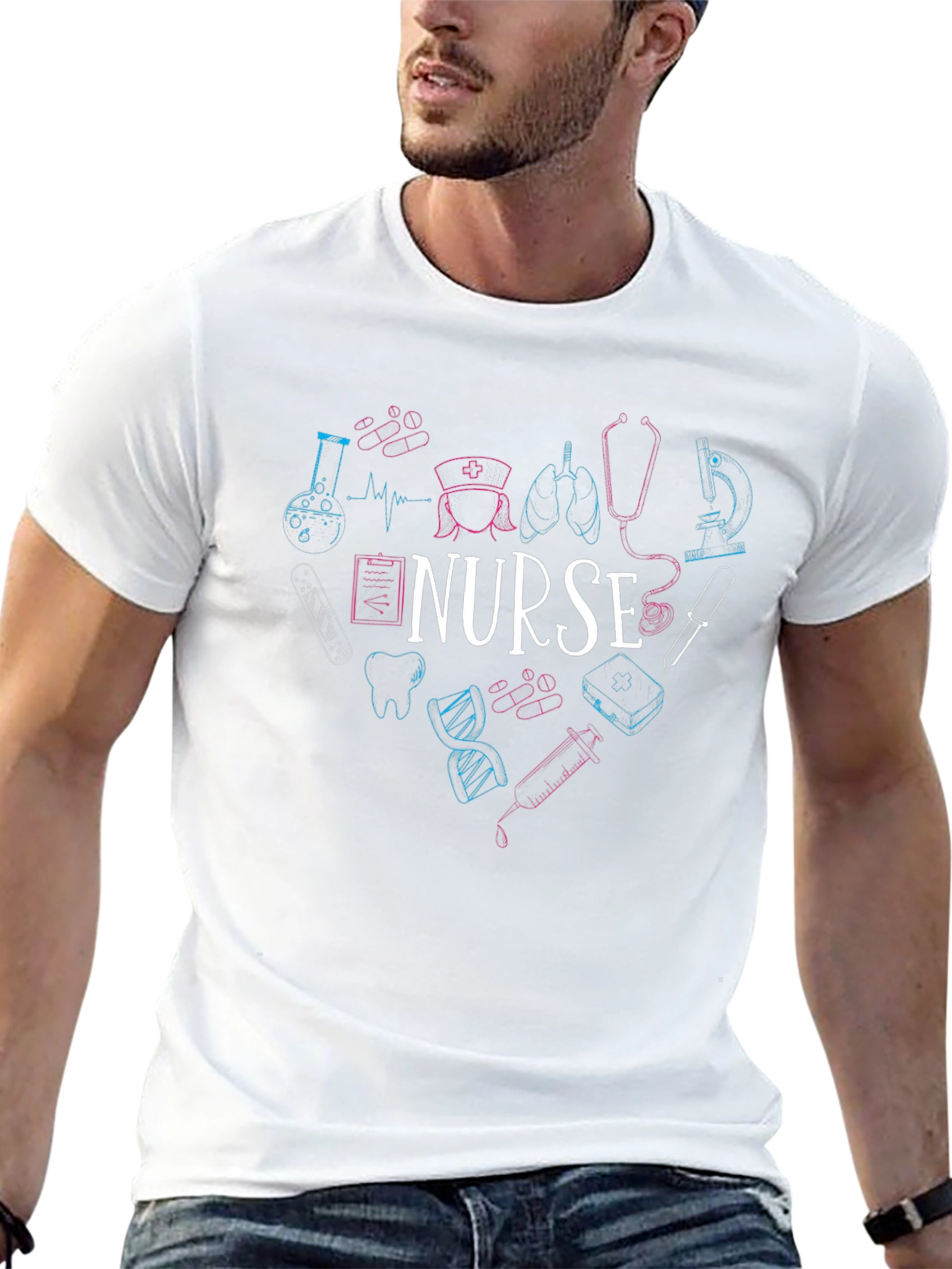Nurse Heartbeat Graphic T-Shirt - Medical Profession Tee