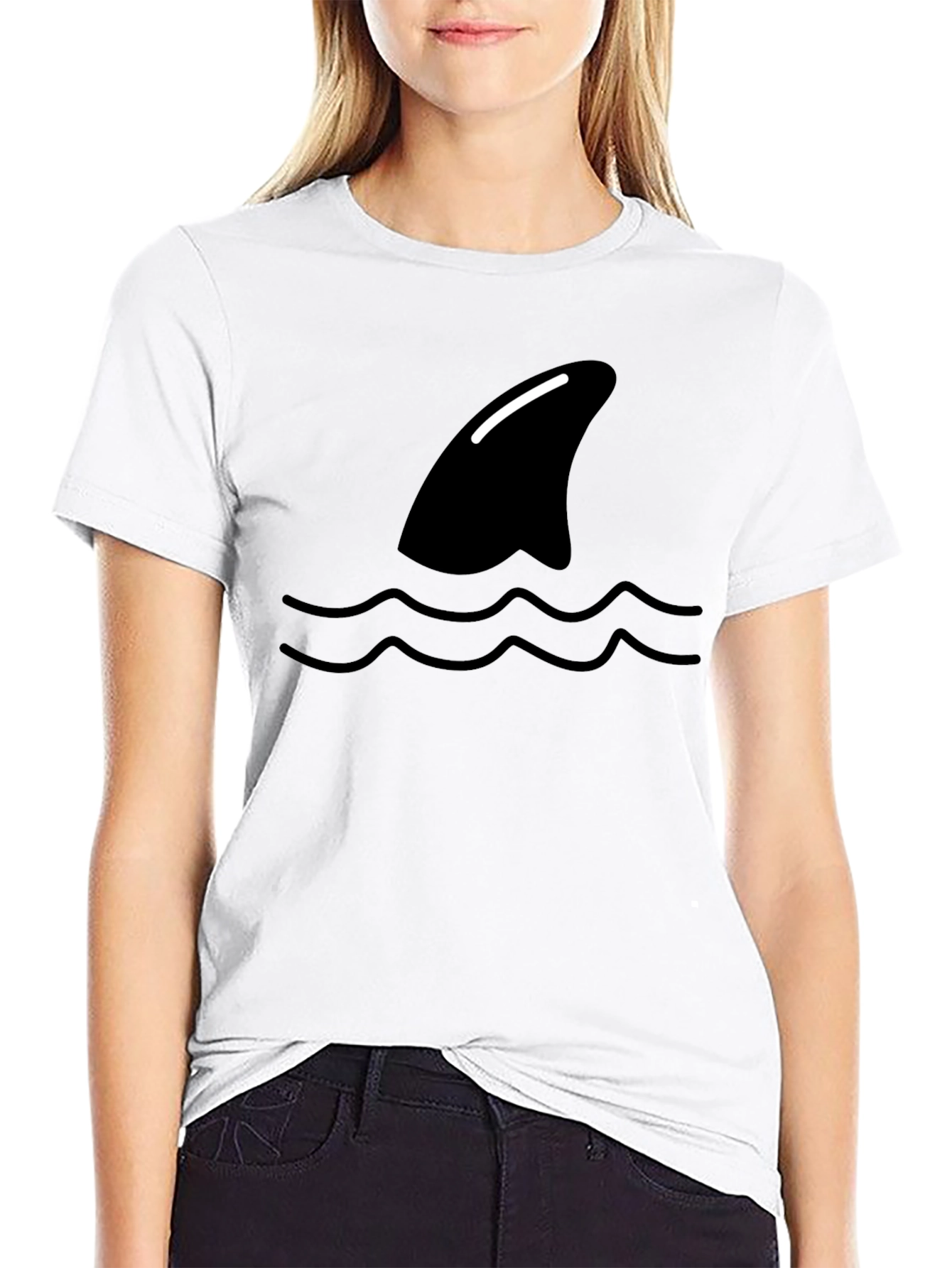 Shark Fin Wave Black Graphic Tee