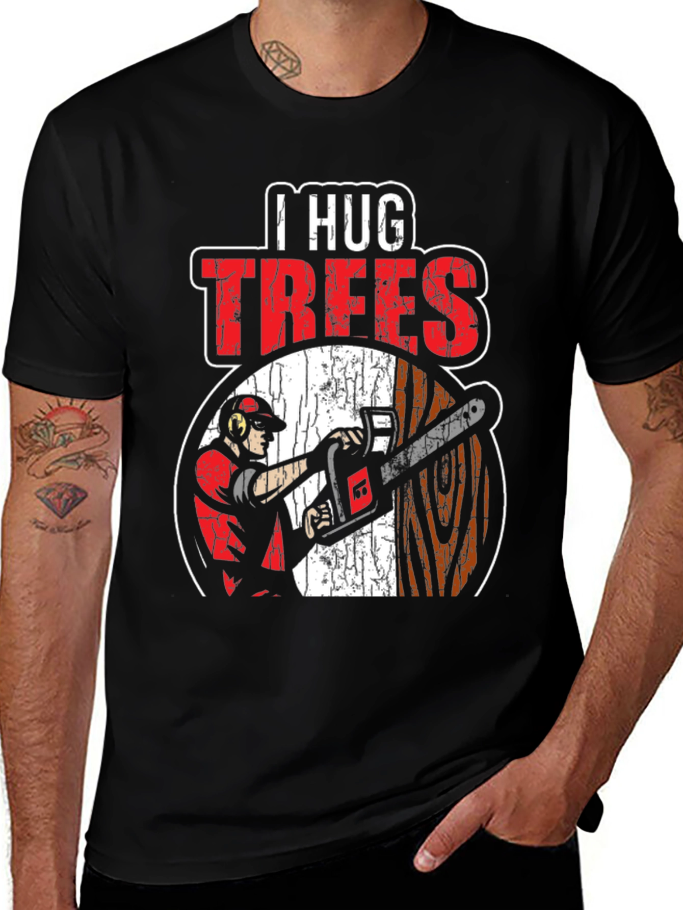 I Hug Trees Graphic T-Shirt - Arborist Lumberjack