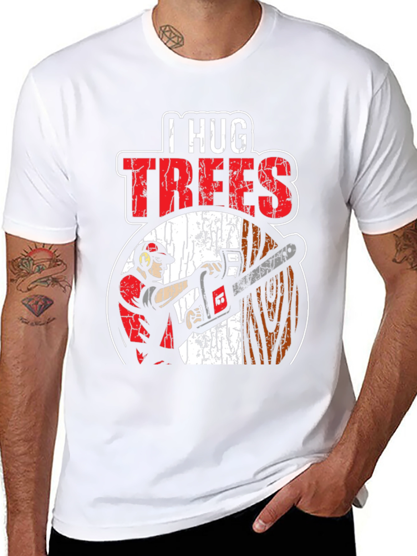 I Hug Trees Graphic T-Shirt - Arborist Lumberjack