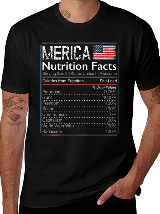 Merica Nutrition Facts Graphic T-Shirt