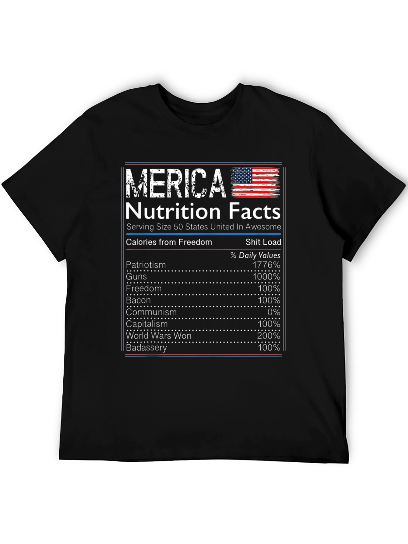 Merica Nutrition Facts Graphic T-Shirt