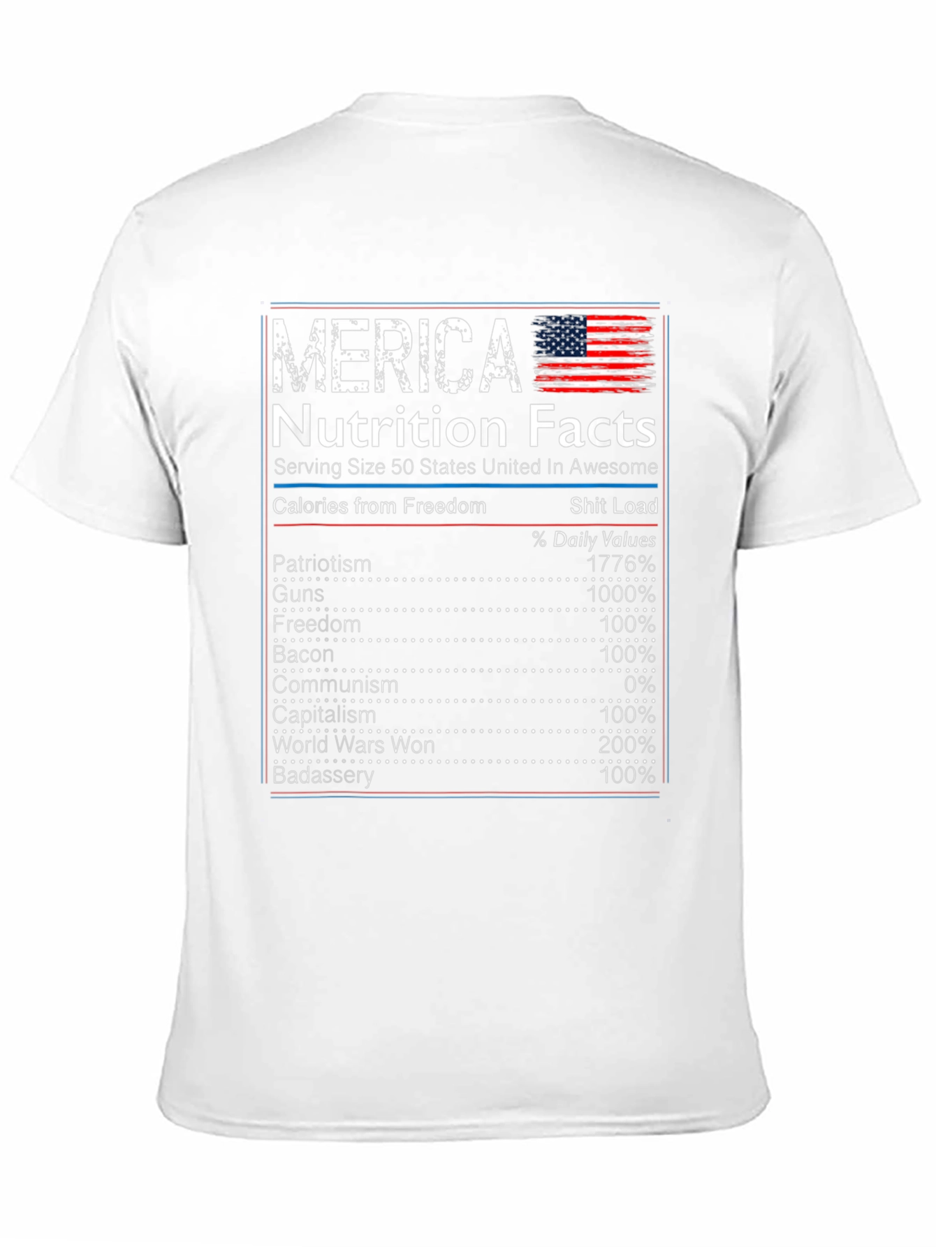 Merica Nutrition Facts Graphic T-Shirt