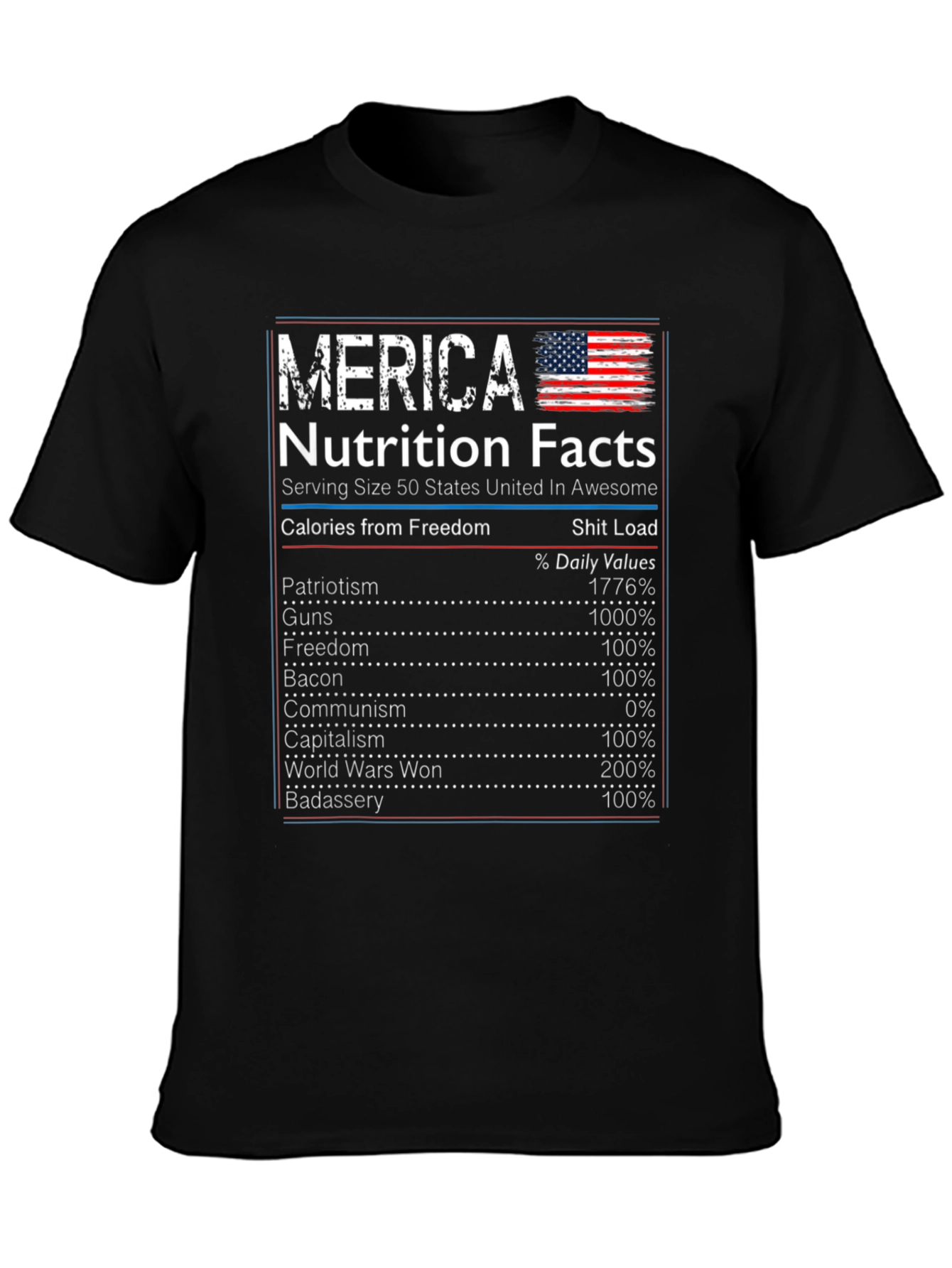 Merica Nutrition Facts Graphic T-Shirt