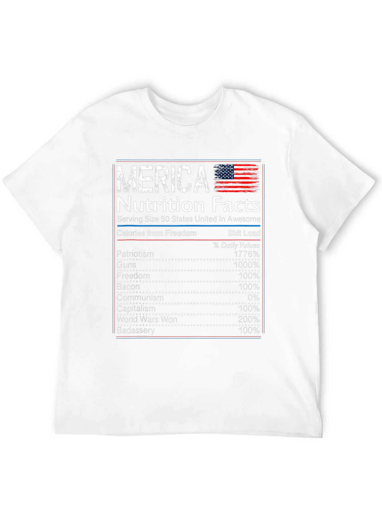 Merica Nutrition Facts Graphic T-Shirt