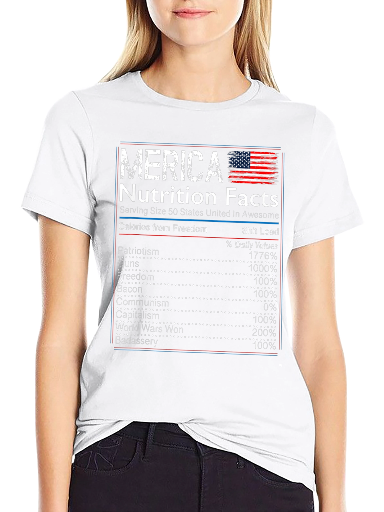 Merica Nutrition Facts Graphic T-Shirt