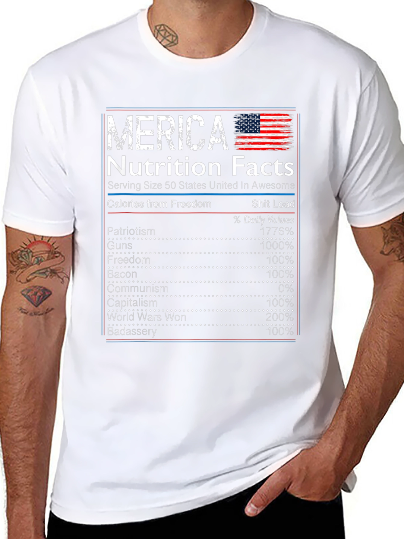 Merica Nutrition Facts Graphic T-Shirt