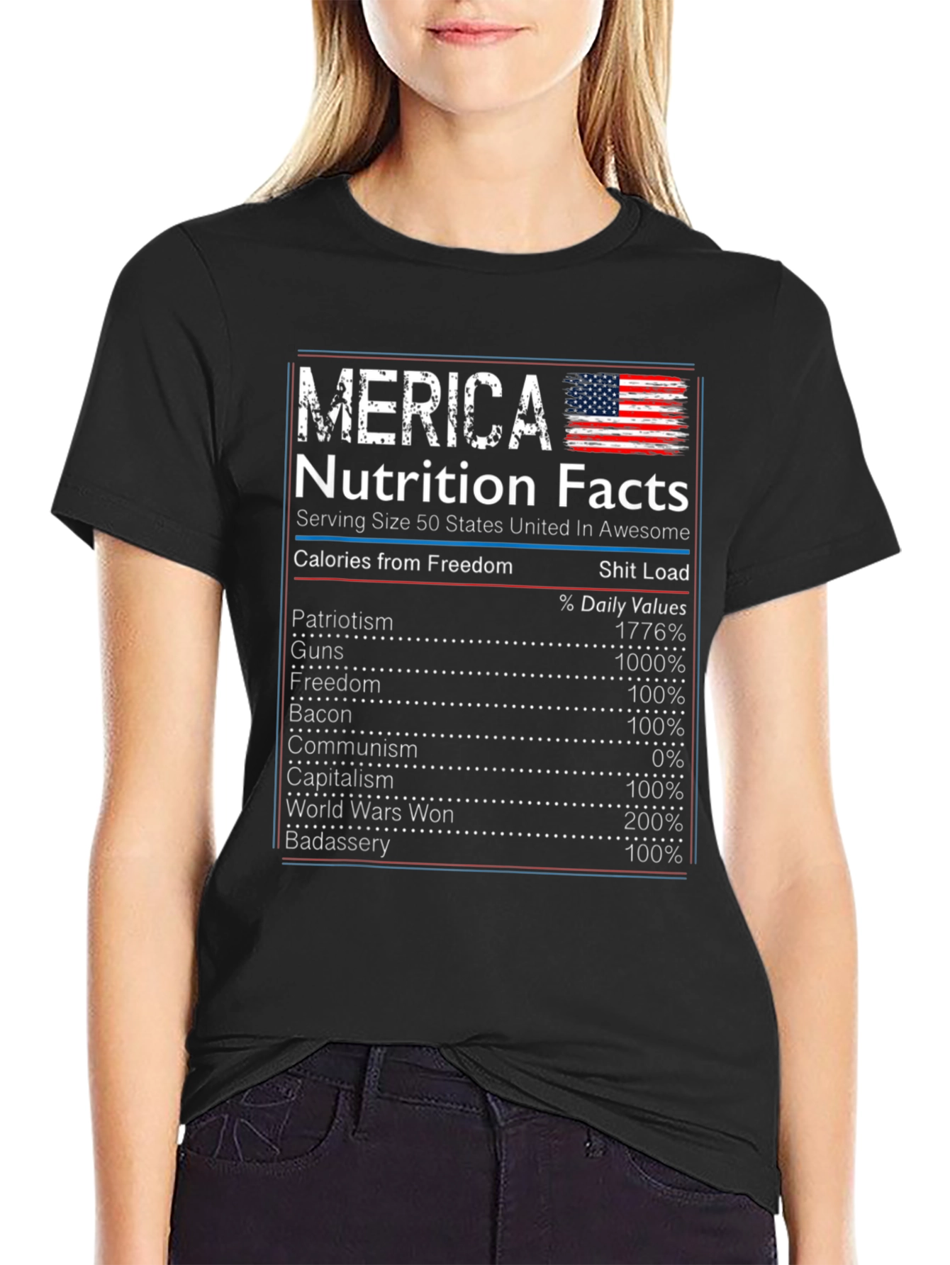 Merica Nutrition Facts Graphic T-Shirt