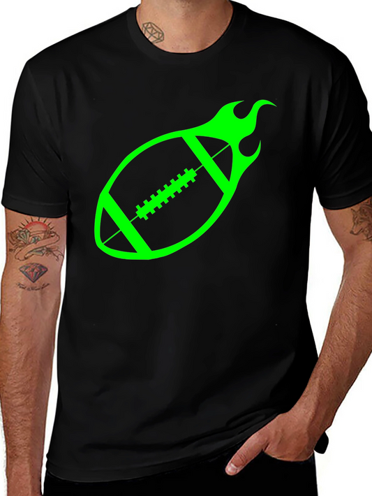 Flaming Football Graphic Tee - Black