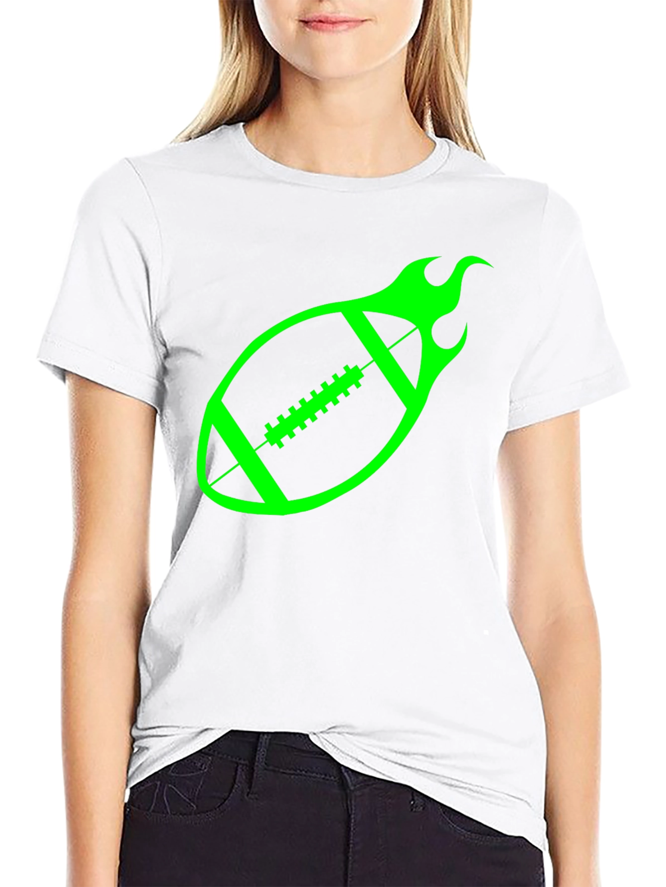Flaming Football Graphic Tee - Black