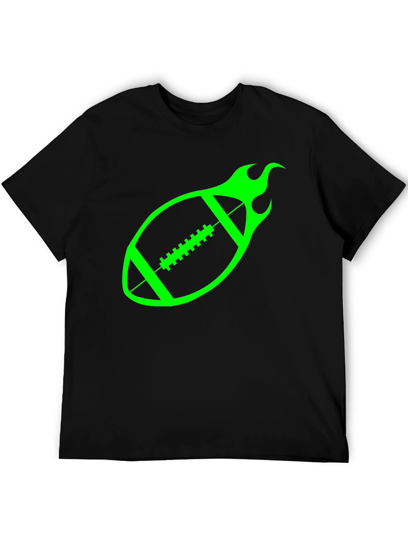 Flaming Football Graphic Tee - Black