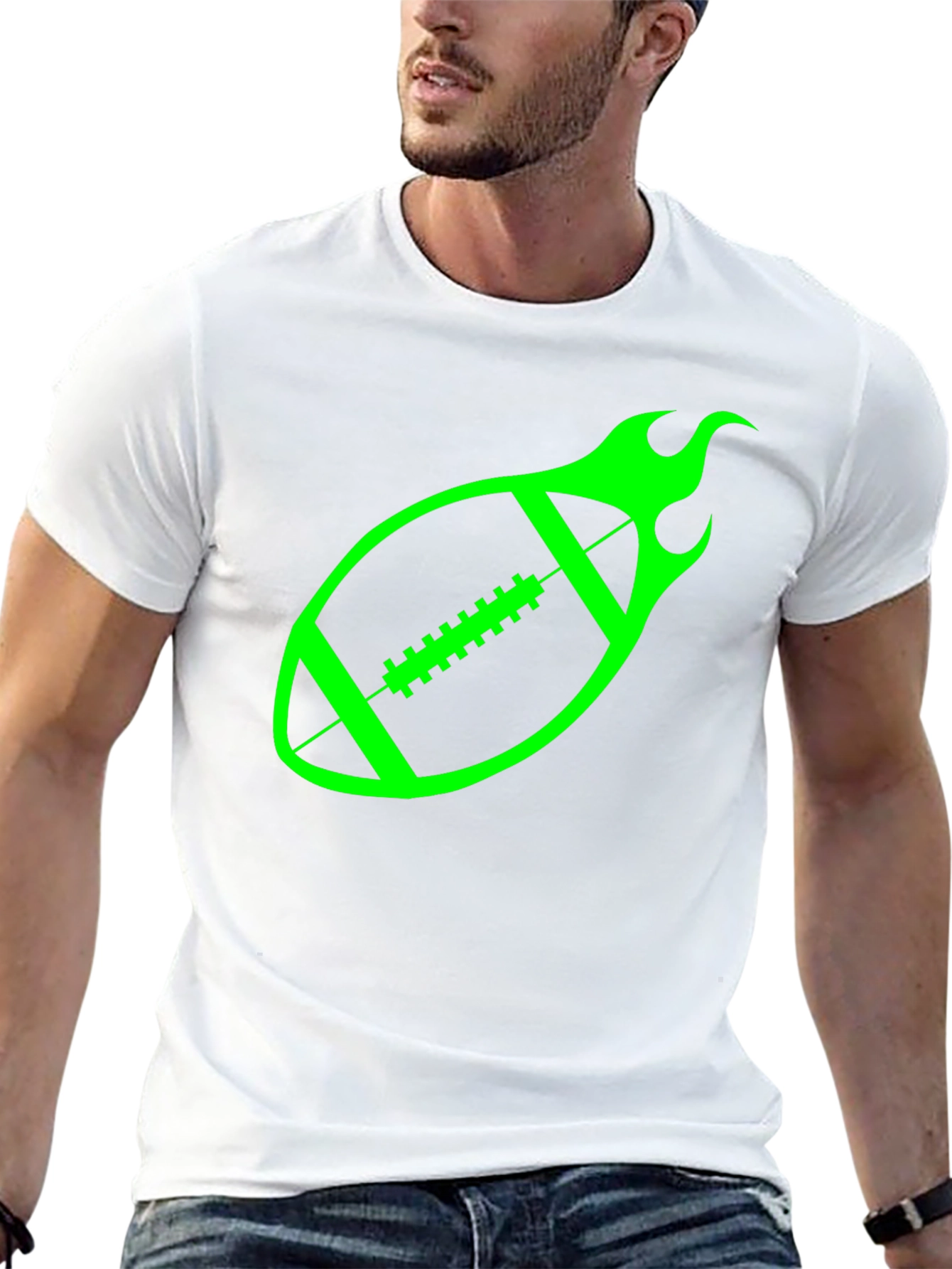 Flaming Football Graphic Tee - Black