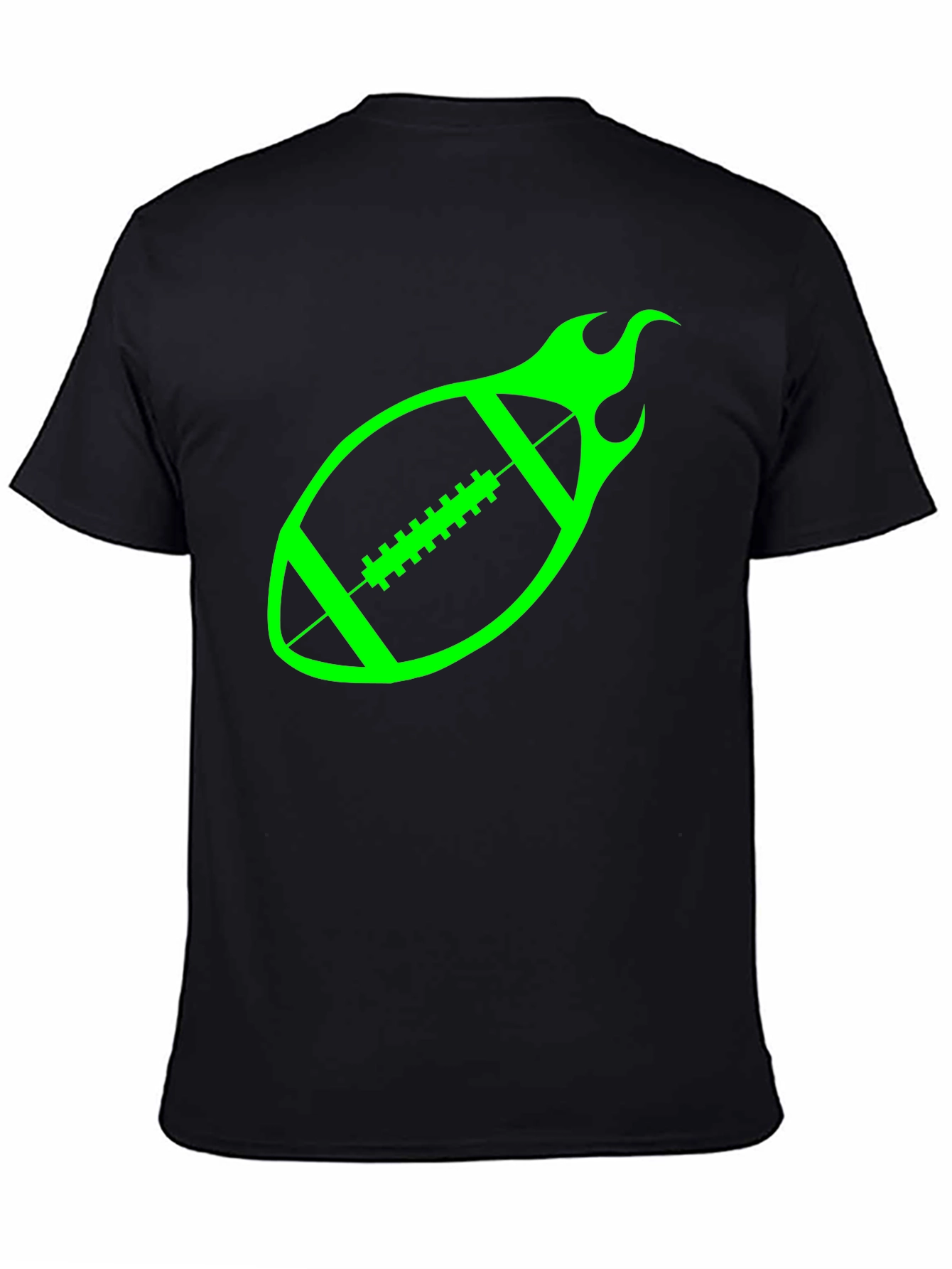 Flaming Football Graphic Tee - Black