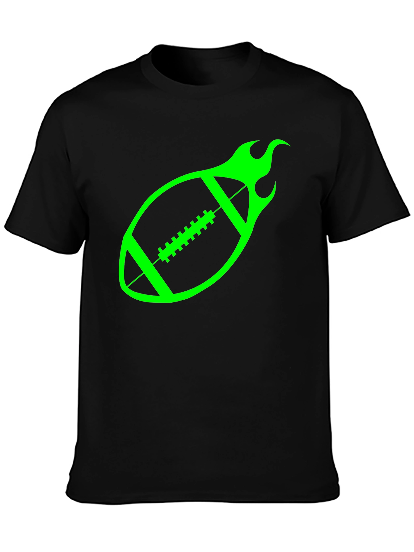 Flaming Football Graphic Tee - Black
