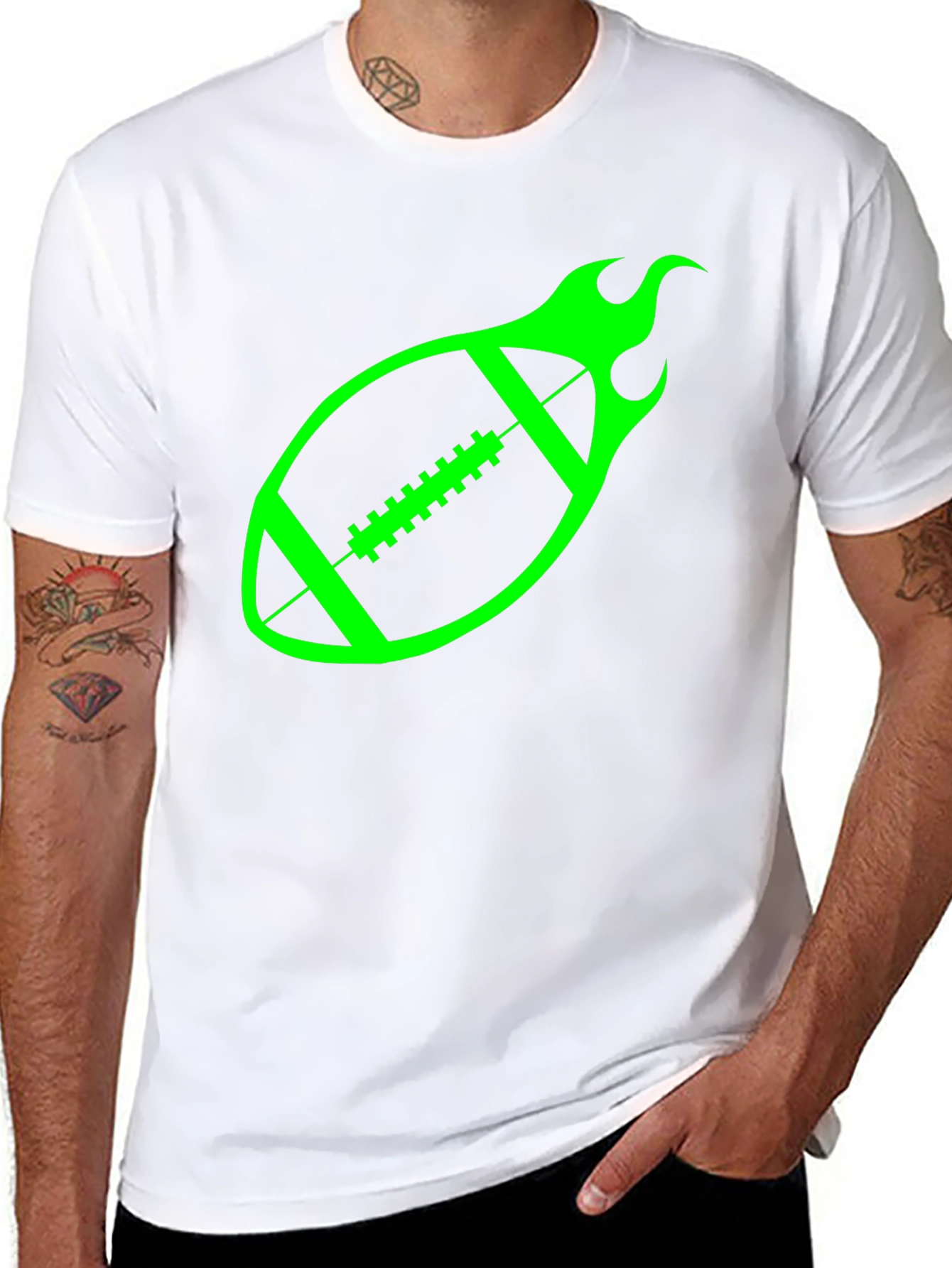 Flaming Football Graphic Tee - Black