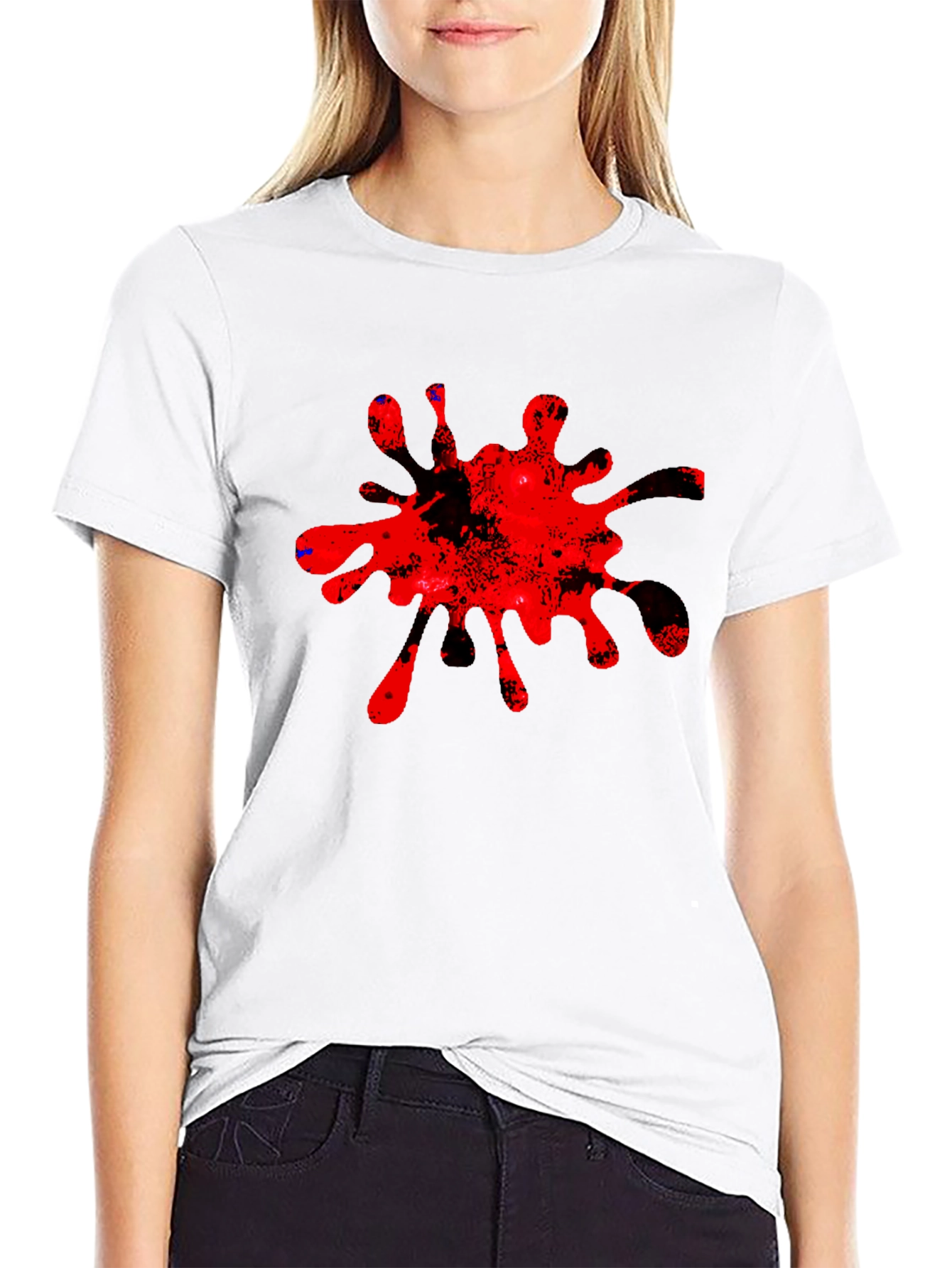 Bold Red Splatter Graphic Tee - Casual Cool