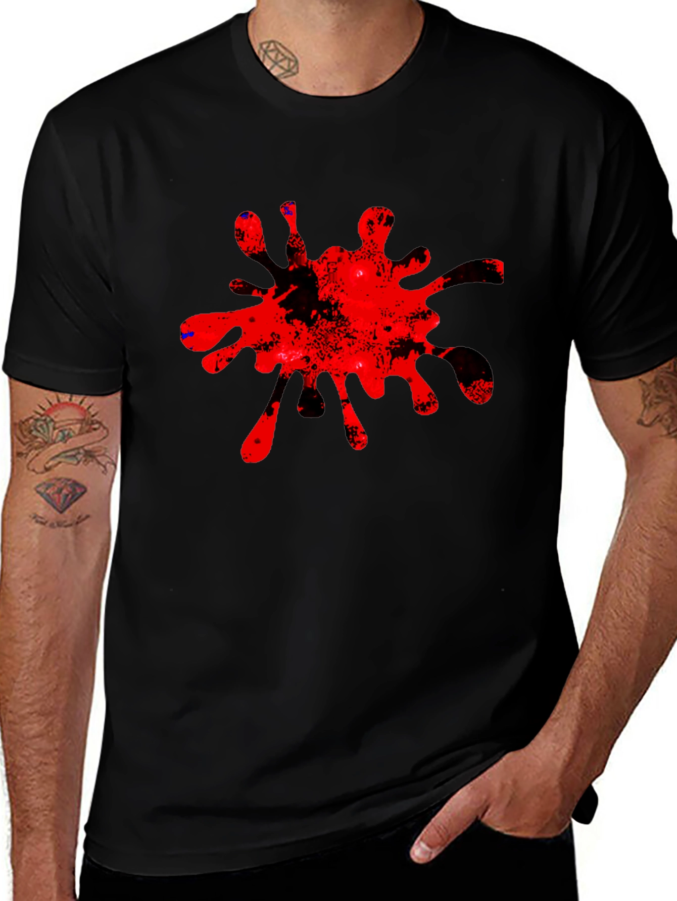 Bold Red Splatter Graphic Tee - Casual Cool
