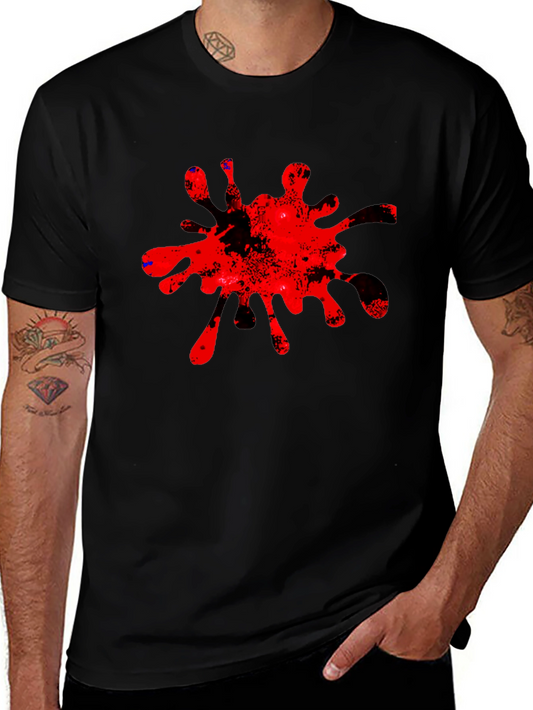 Bold Red Splatter Graphic Tee - Casual Cool