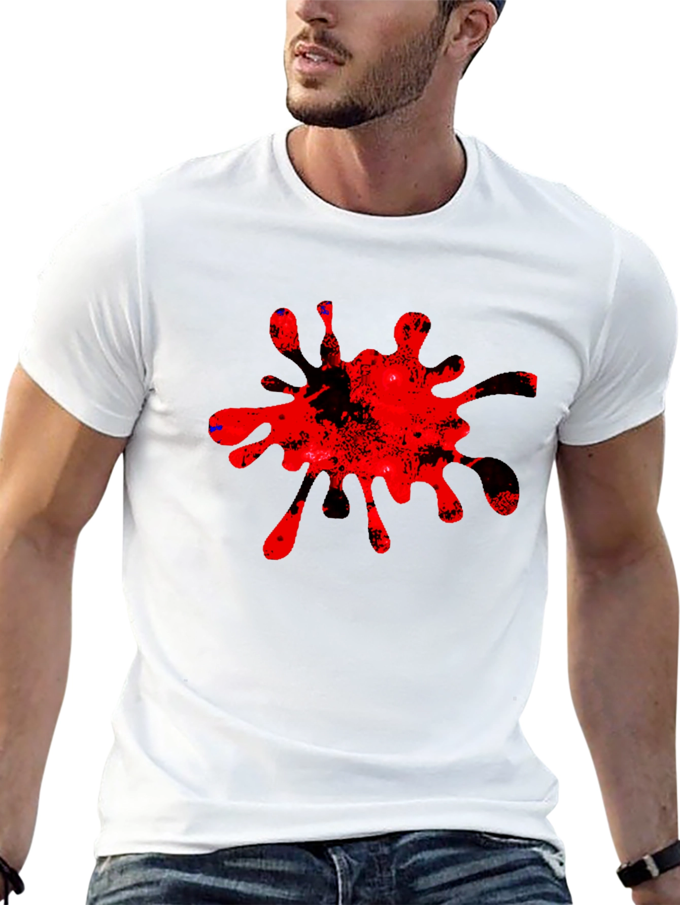 Bold Red Splatter Graphic Tee - Casual Cool