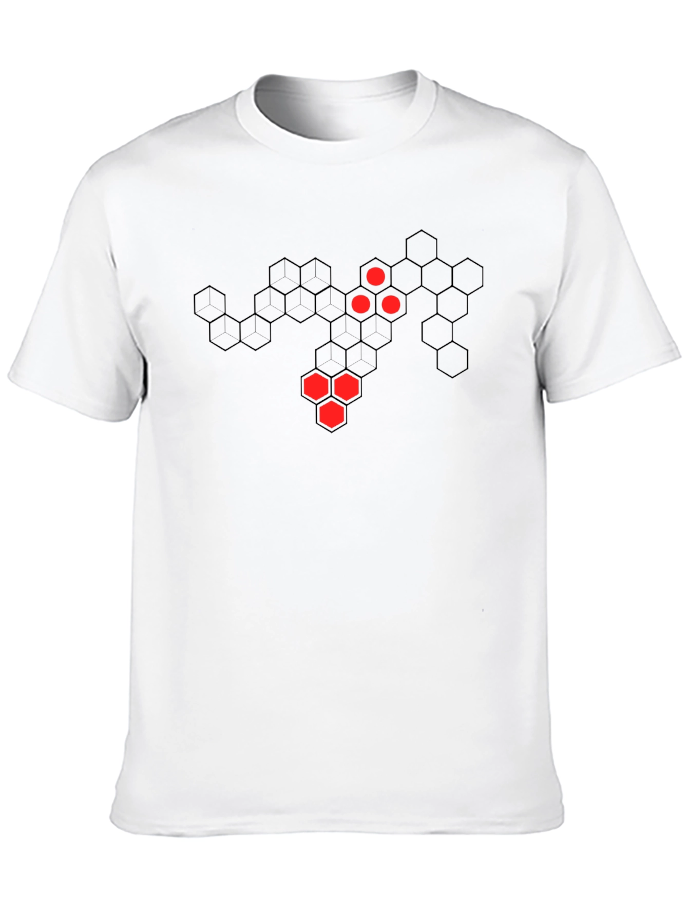 Geometric Hexagon Pattern Black T-Shirt