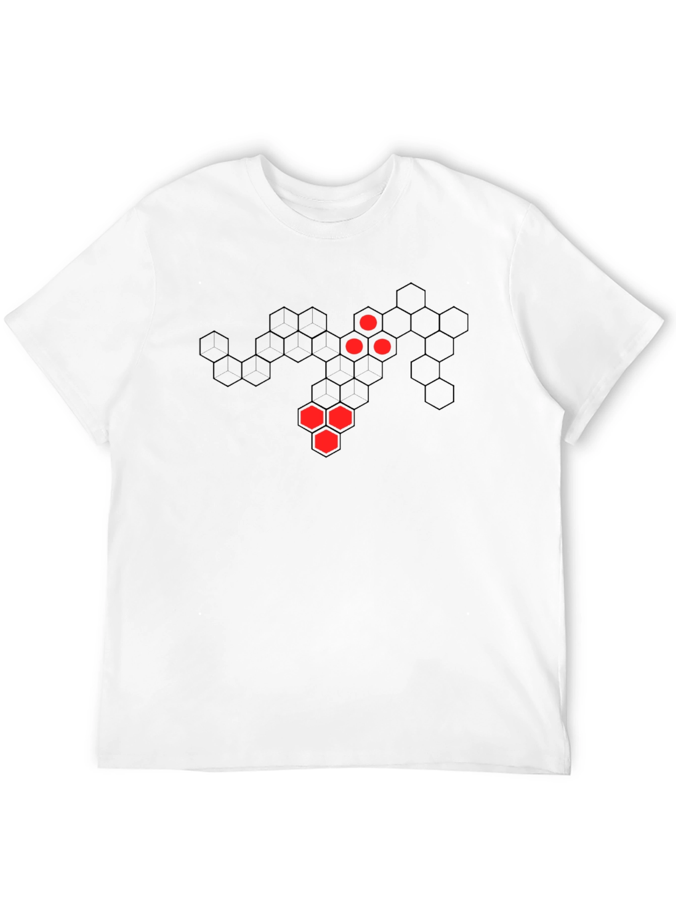 Geometric Hexagon Pattern Black T-Shirt