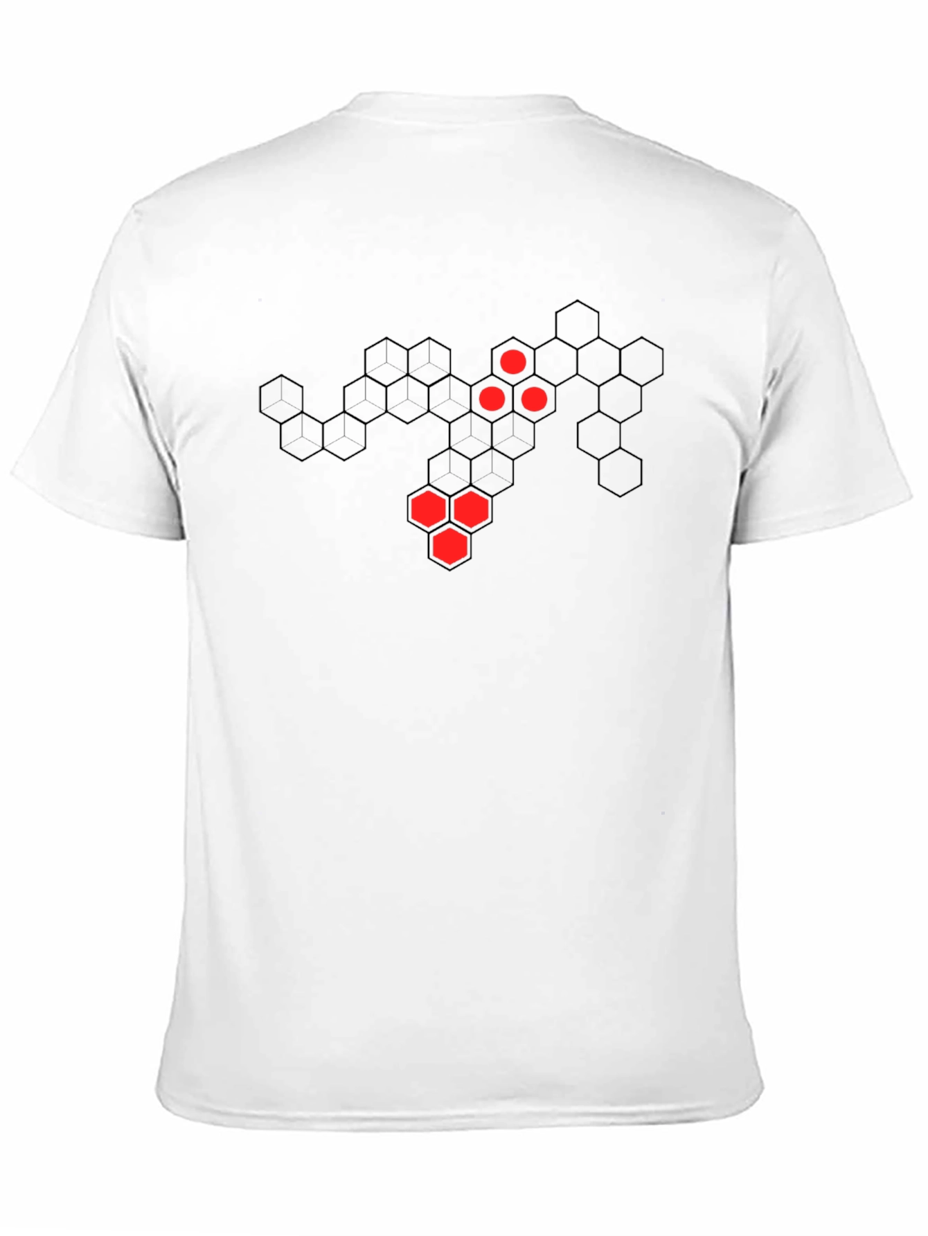 Geometric Hexagon Pattern Black T-Shirt