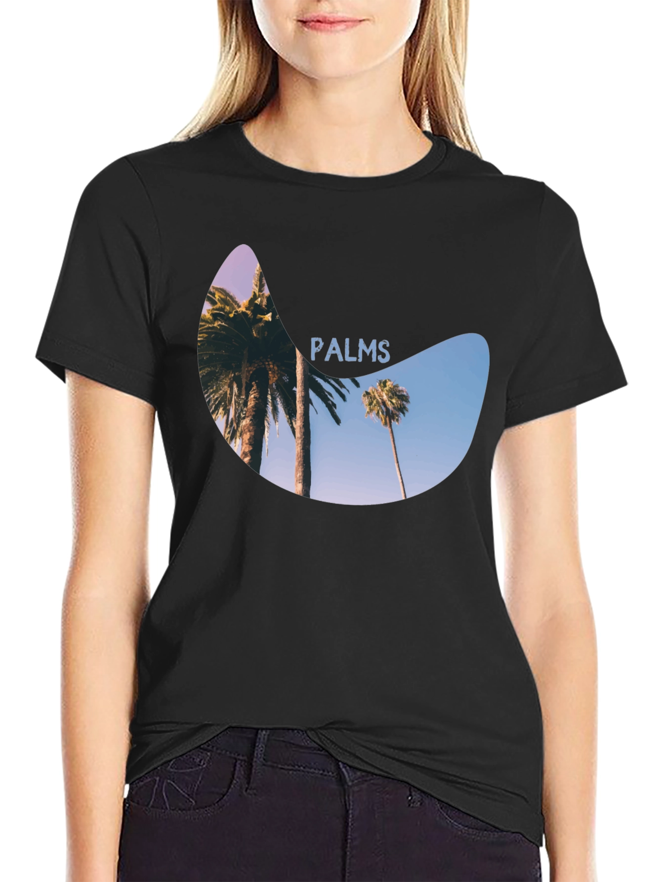 Palms Graphic Print Black T-Shirt