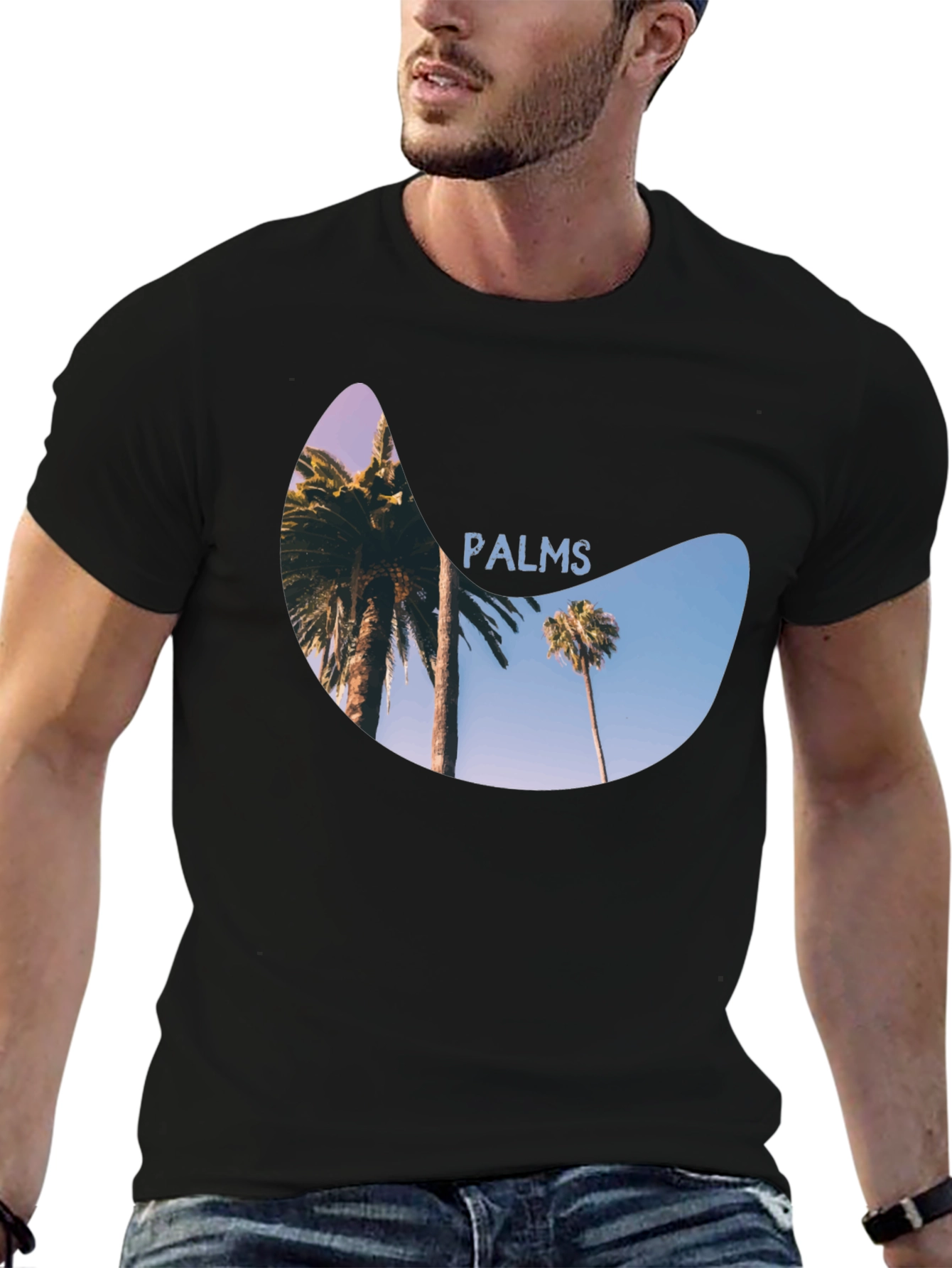 Palms Graphic Print Black T-Shirt