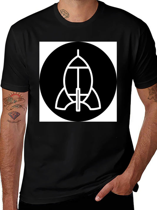 Abstract Spacecraft Graphic Black T-Shirt
