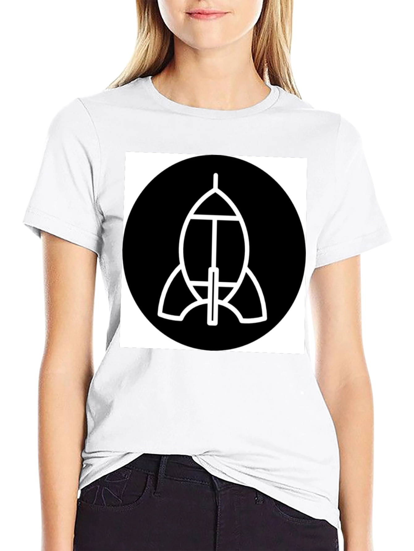 Abstract Spacecraft Graphic Black T-Shirt