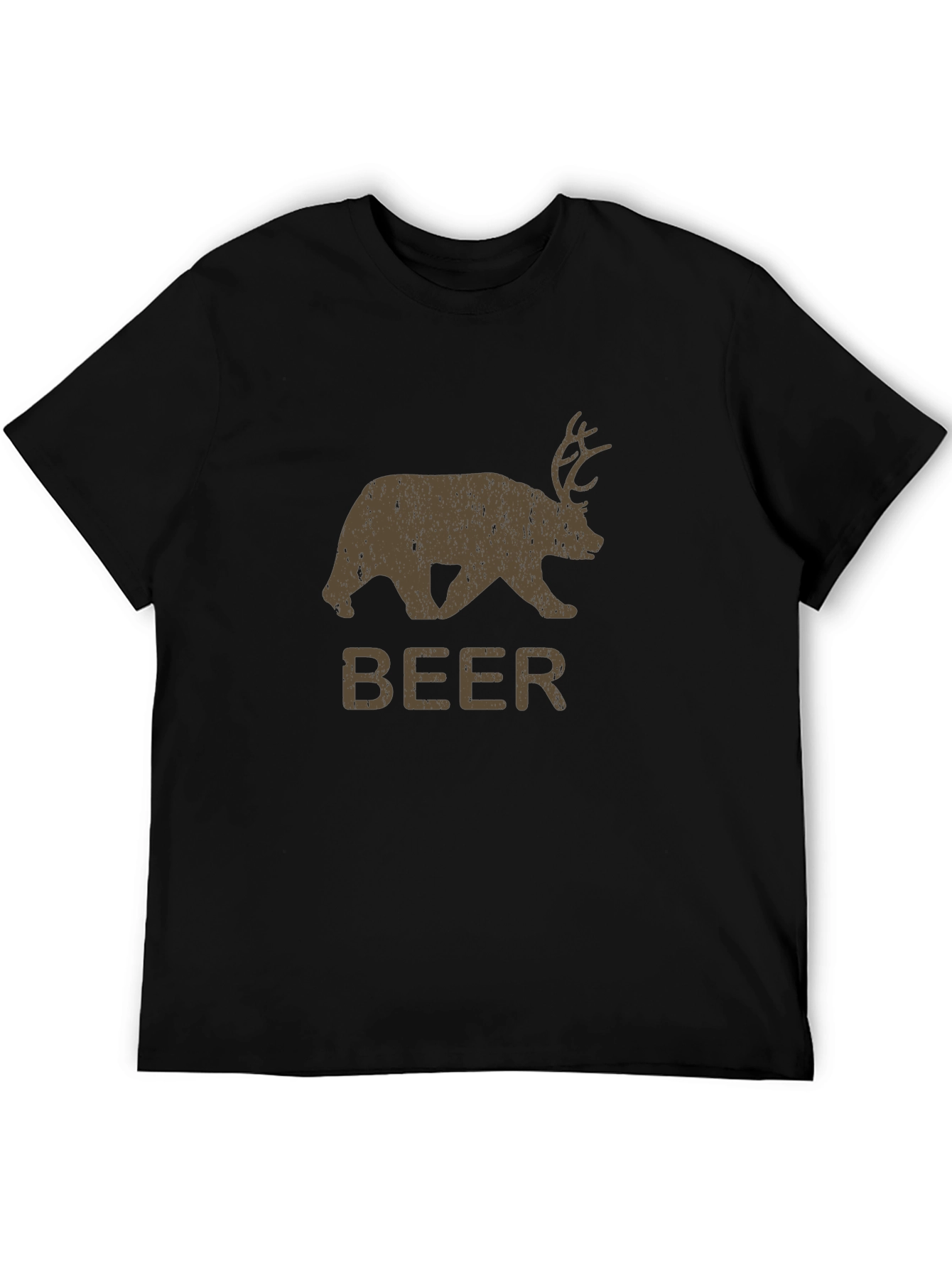 Rustic Beer Bear Antler Graphic T-Shirt