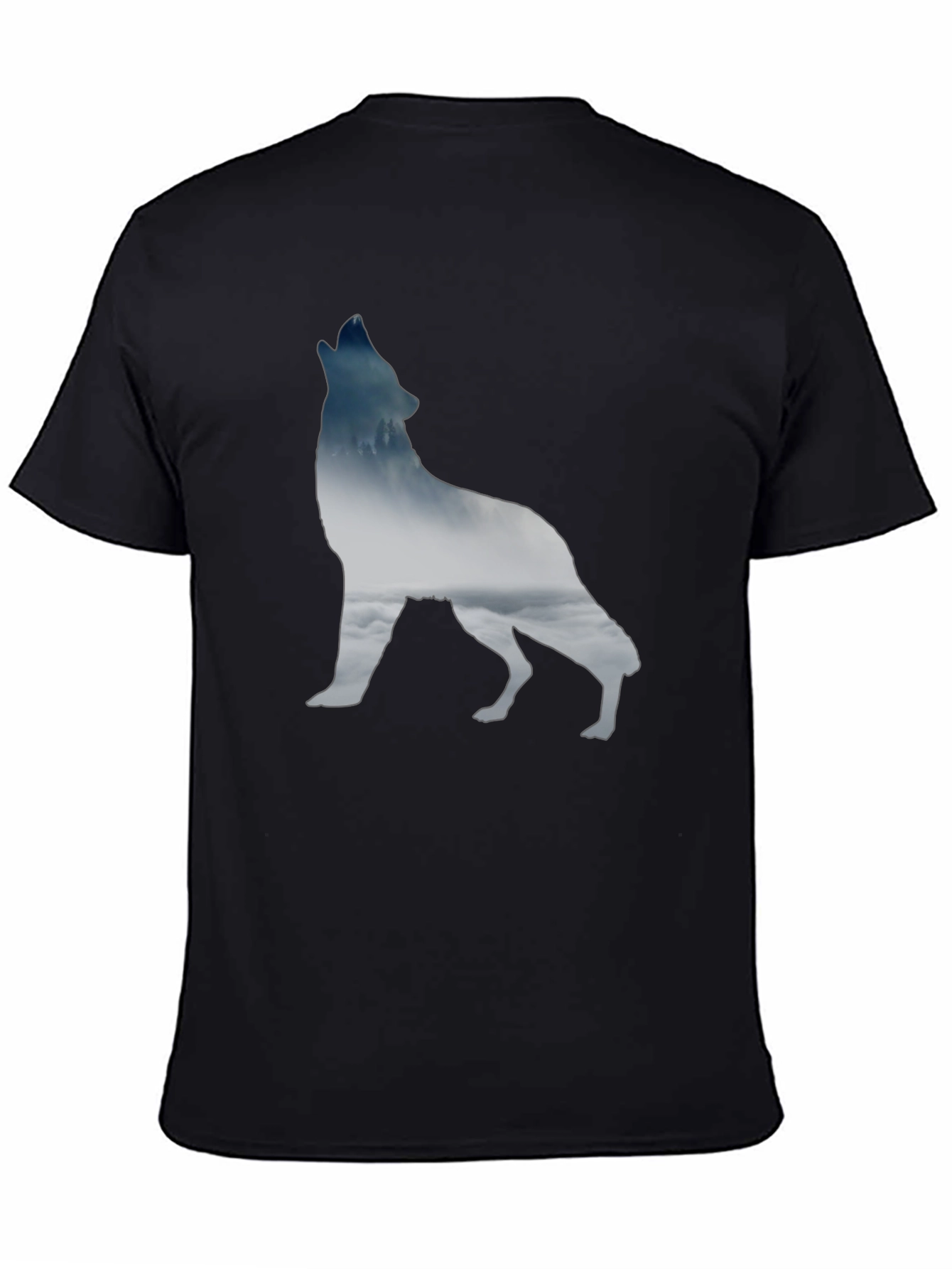 Wolf Silhouette Graphic Tee - Black