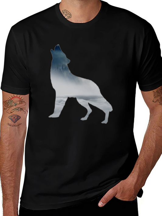 Wolf Silhouette Graphic Tee - Black