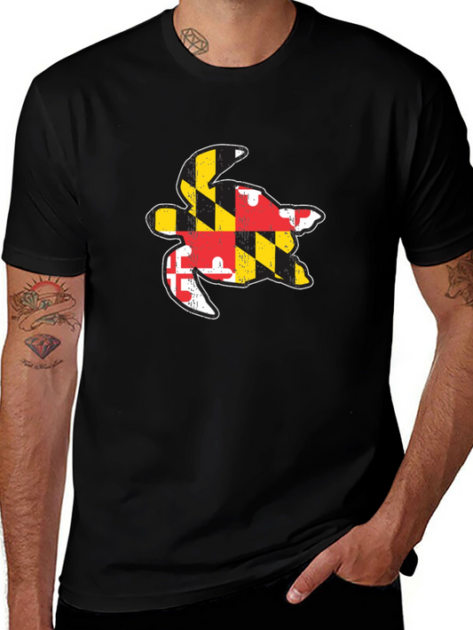 Maryland Flag Turtle Black T-Shirt