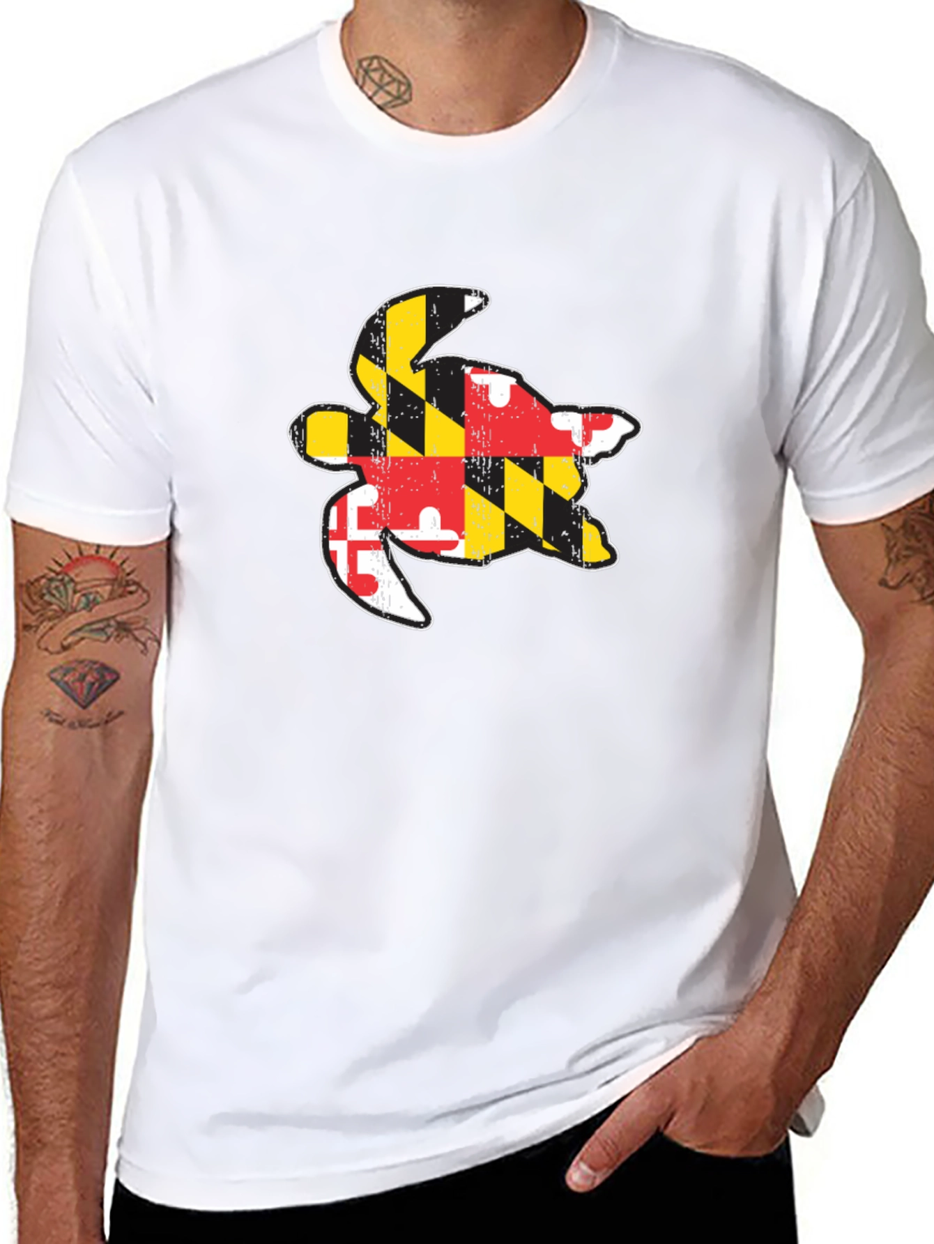 Maryland Flag Turtle Black T-Shirt