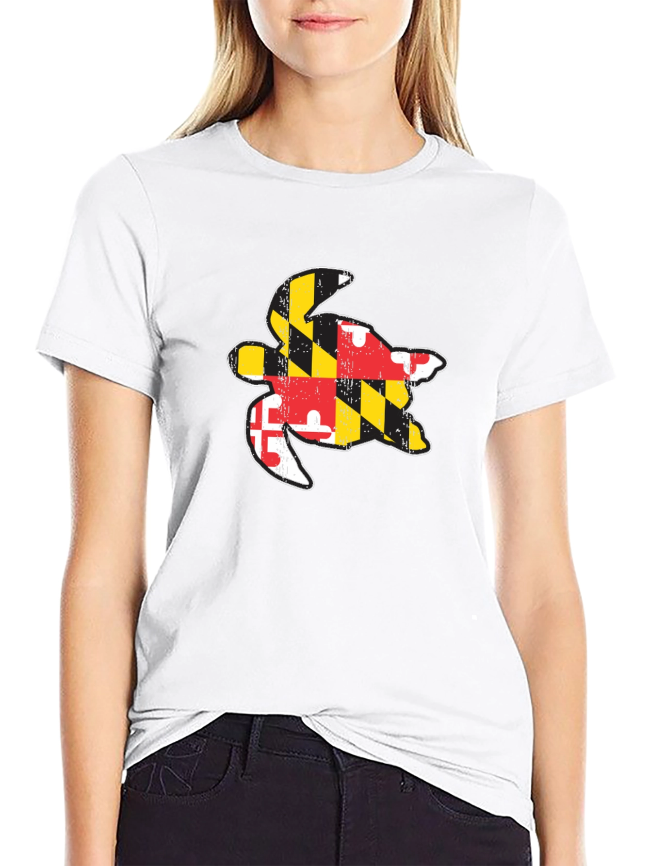 Maryland Flag Turtle Black T-Shirt