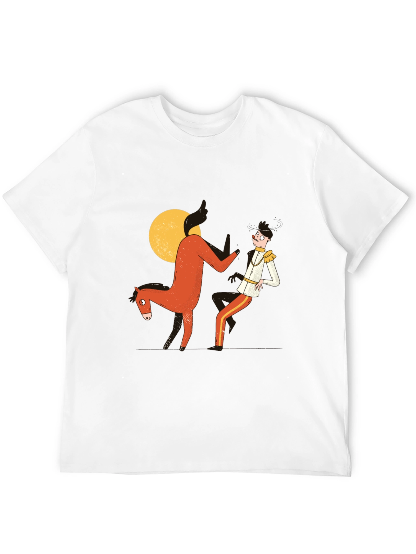 Humorous Horse & Rider Graphic T-Shirt