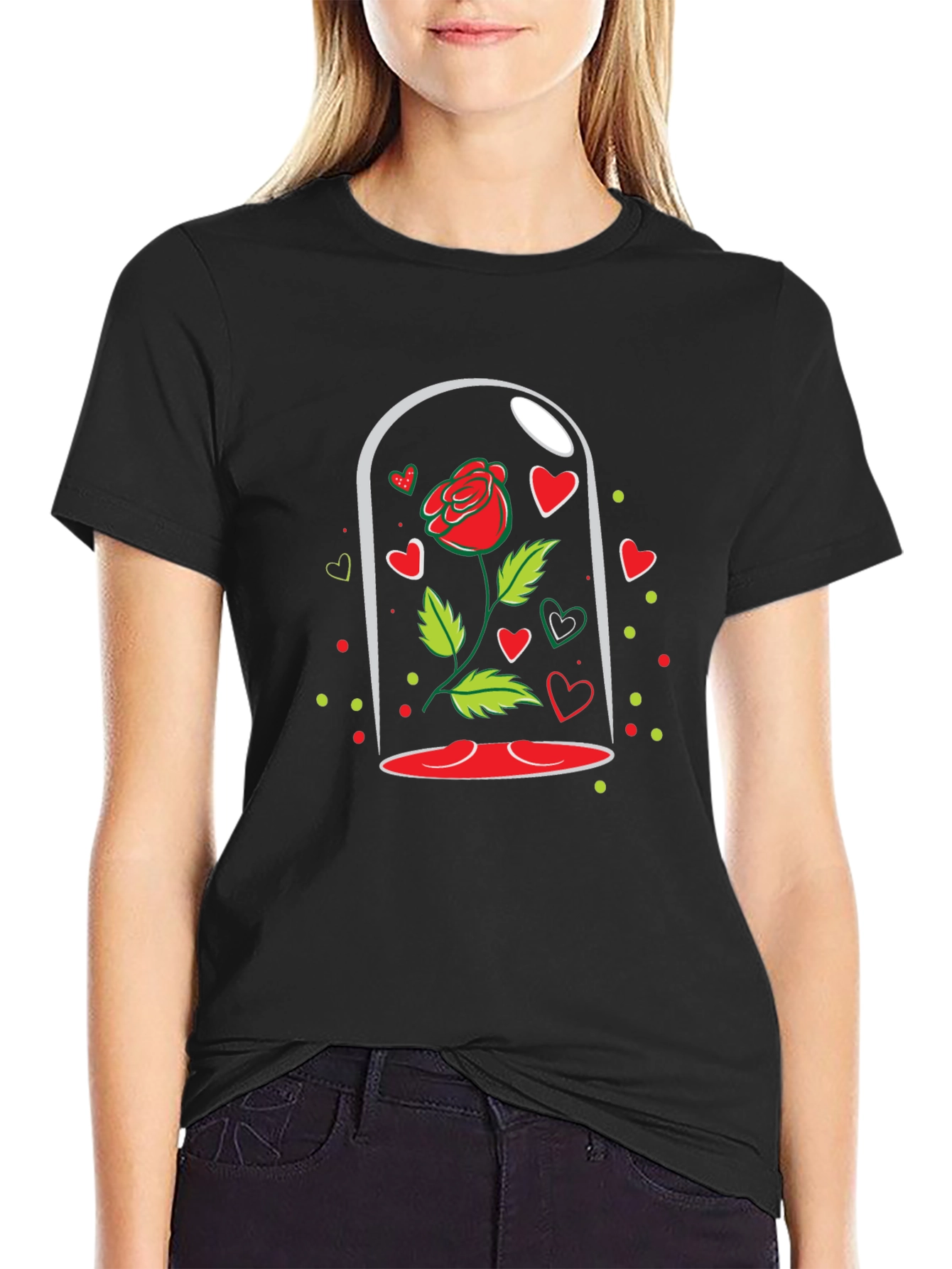 Enchanted Rose Black T-Shirt