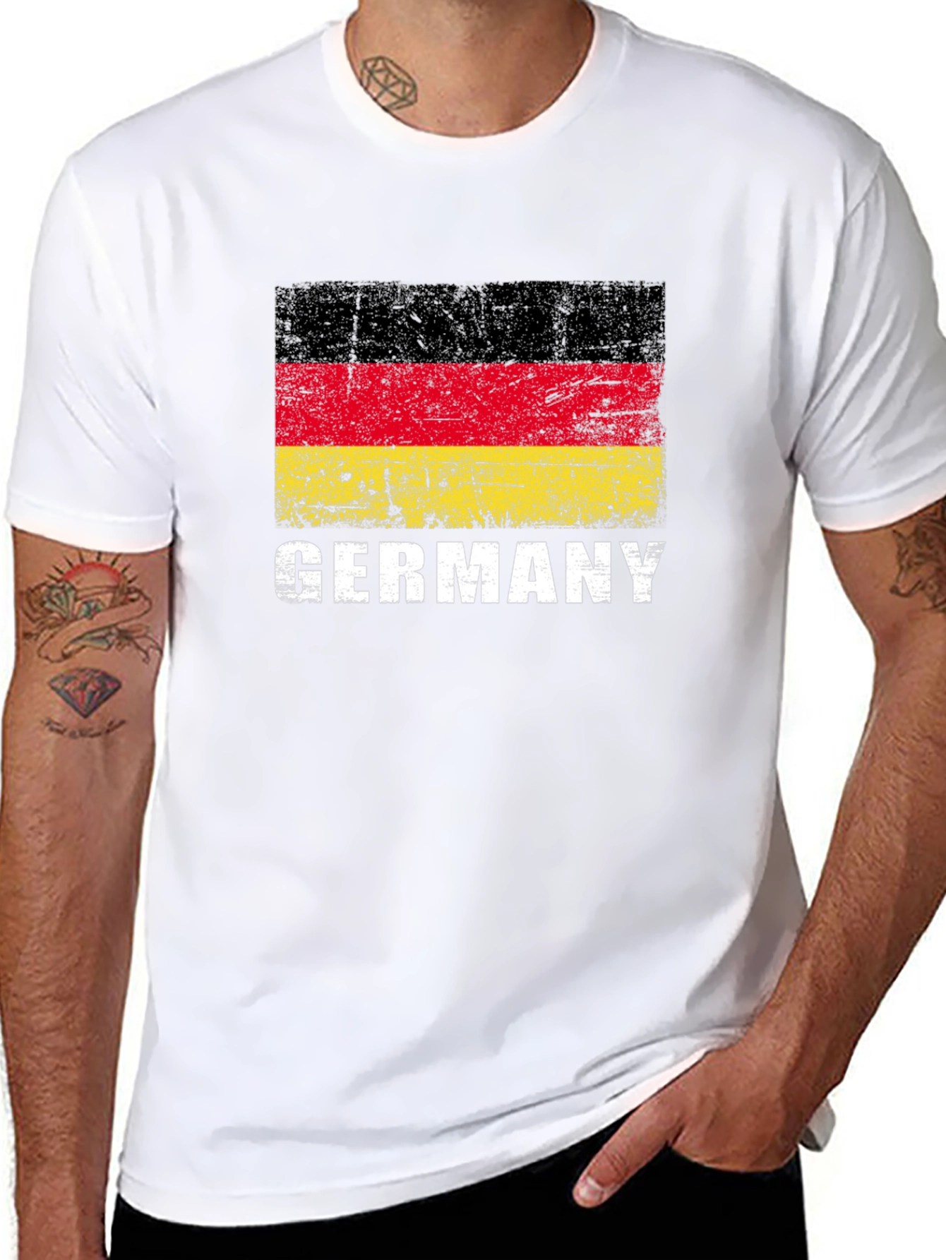 Germany Flag Graphic Tee - Black Cotton T-Shirt