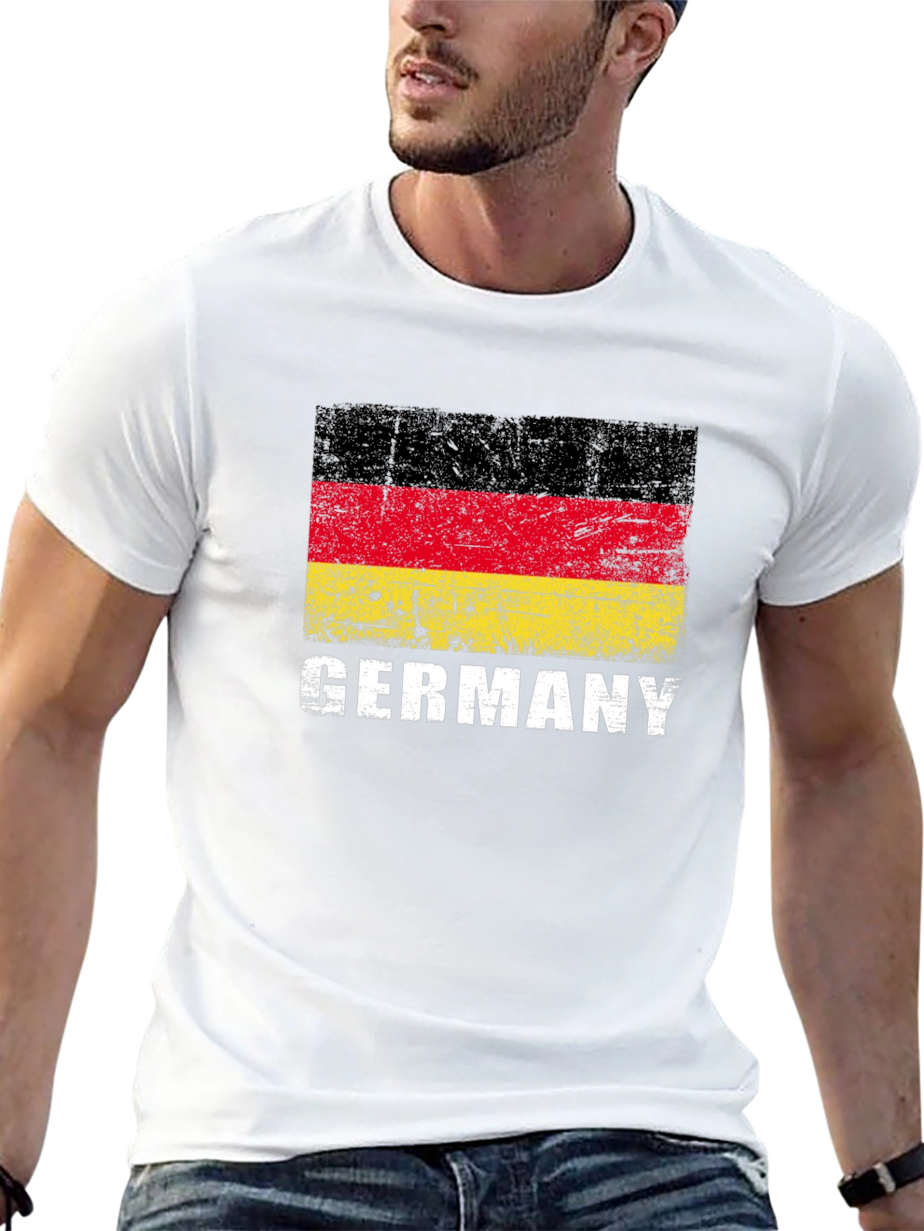 Germany Flag Graphic Tee - Black Cotton T-Shirt