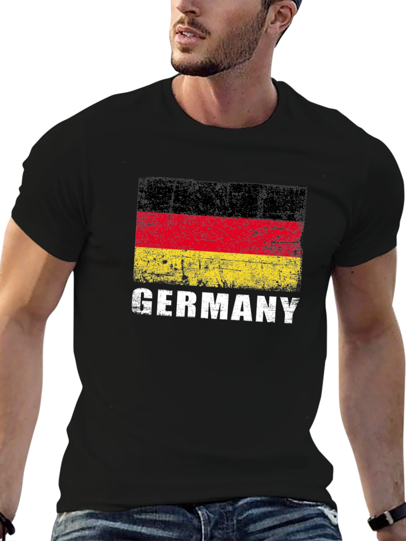 Germany Flag Graphic Tee - Black Cotton T-Shirt