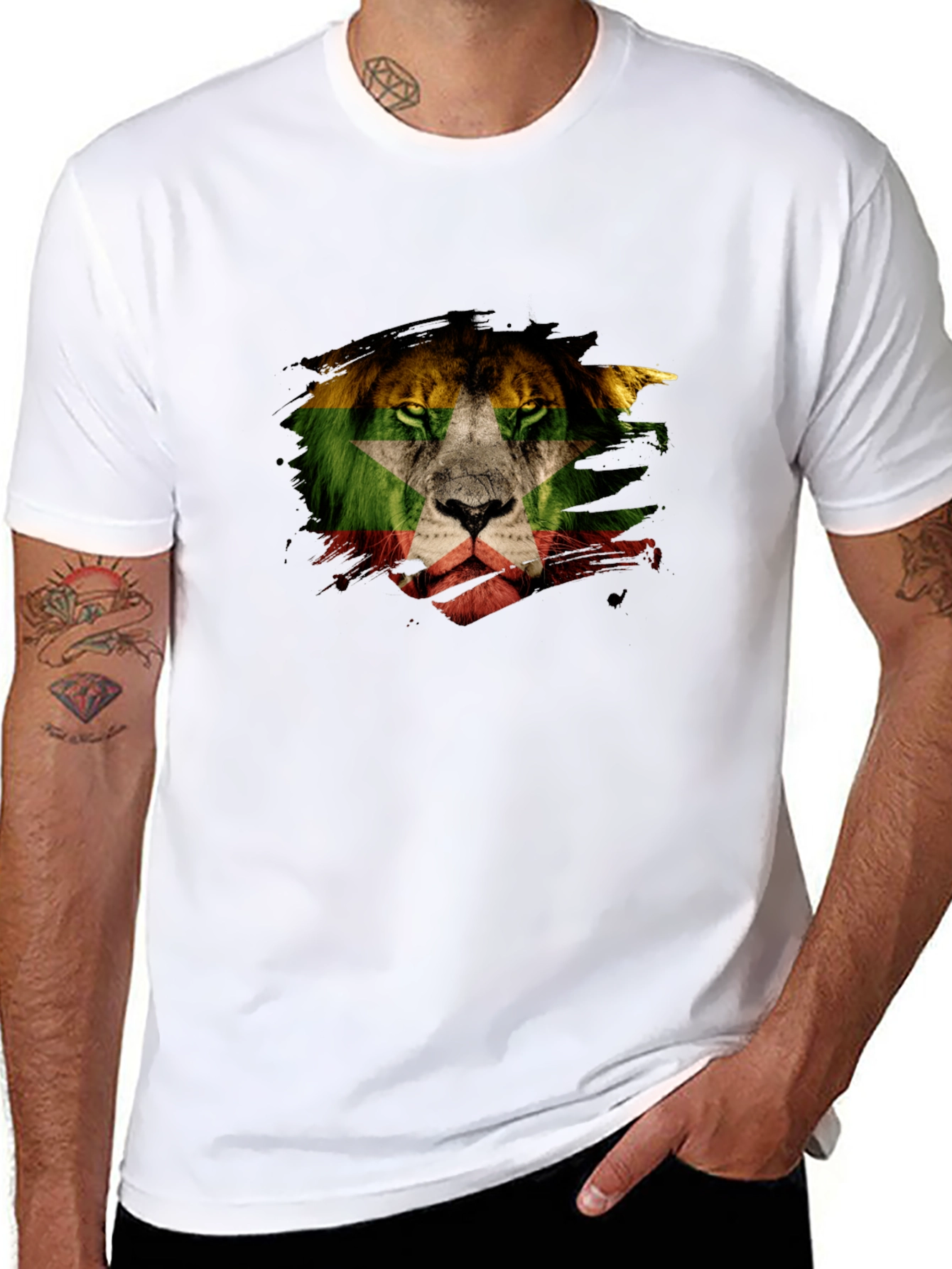Lion Flag Graphic T-Shirt - Modern Style