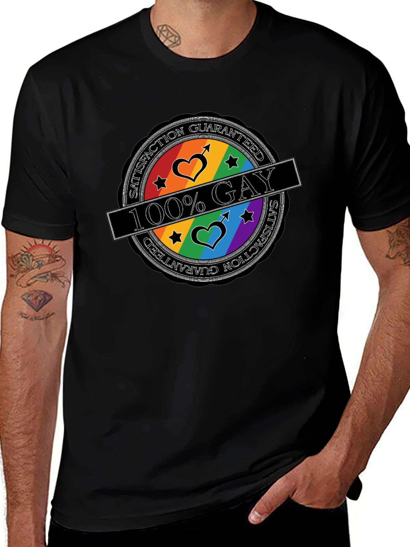 100% Gay Pride T-Shirt - Satisfaction Guaranteed