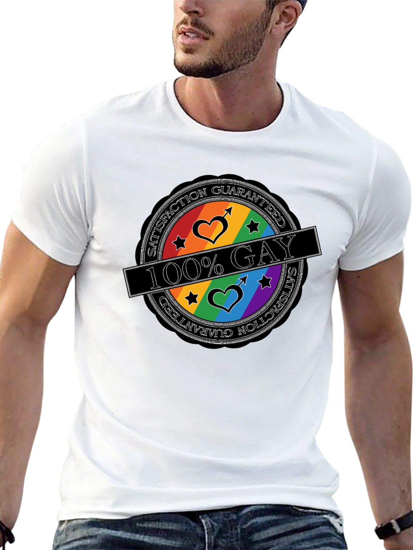 100% Gay Pride T-Shirt - Satisfaction Guaranteed