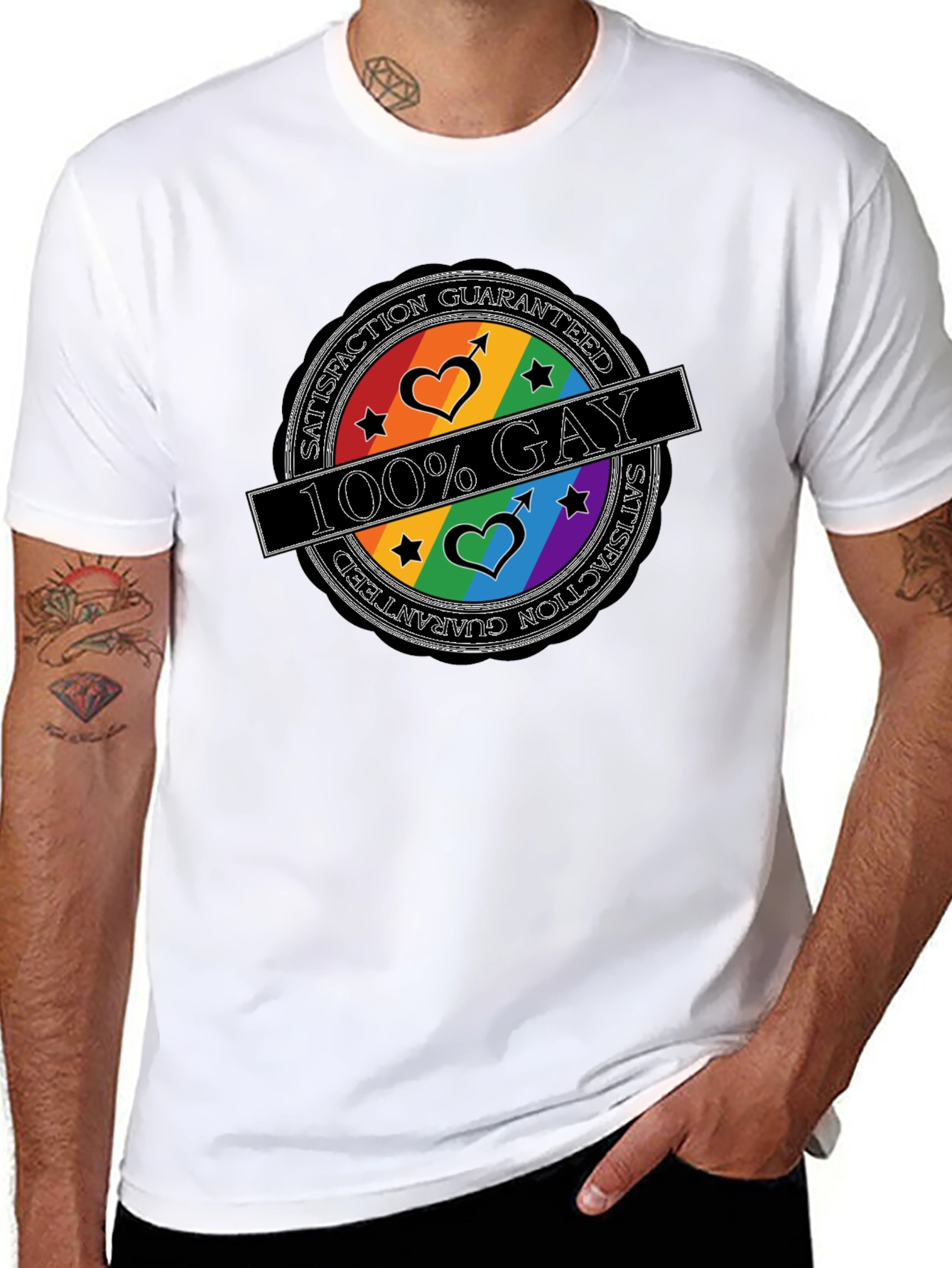 100% Gay Pride T-Shirt - Satisfaction Guaranteed