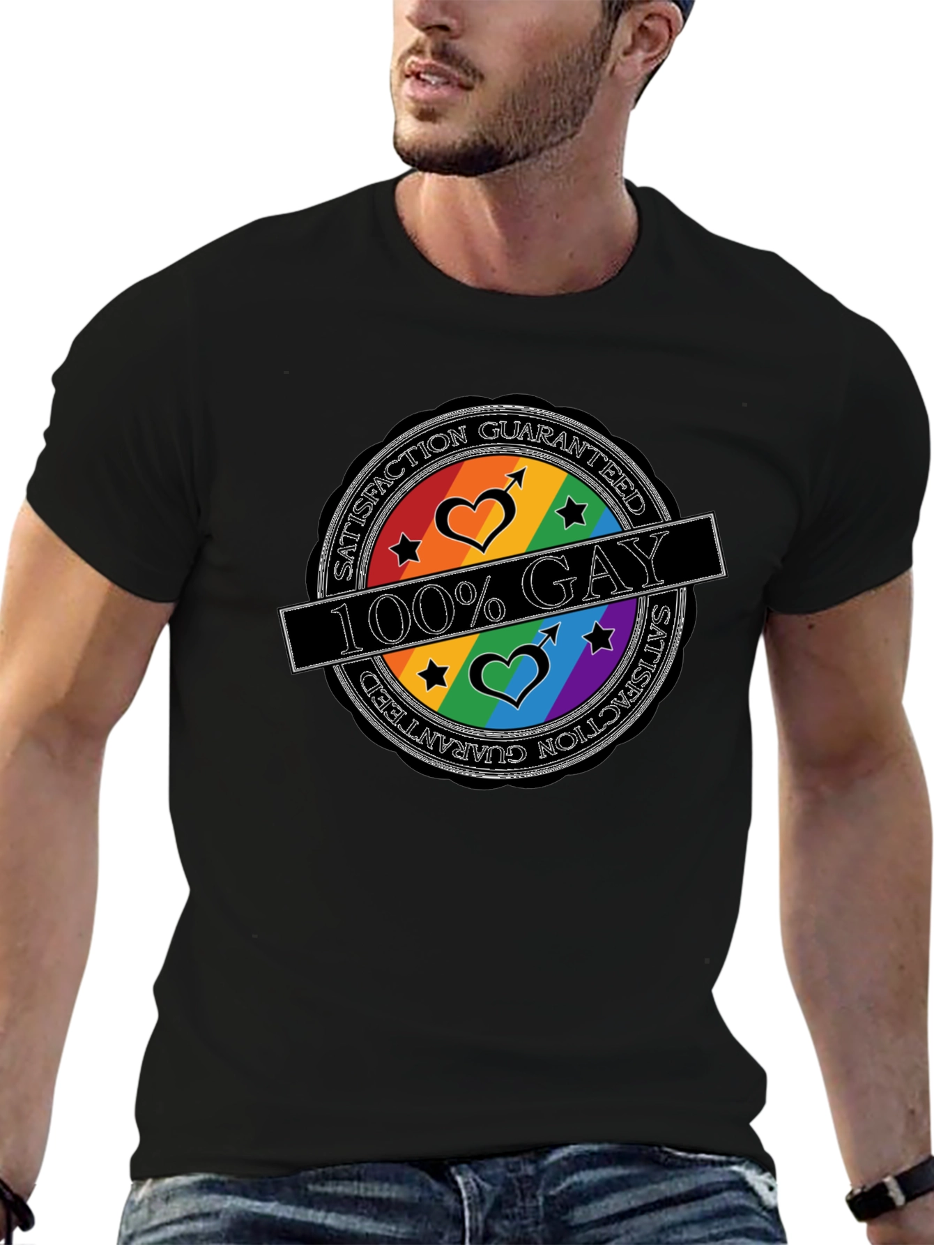 100% Gay Pride T-Shirt - Satisfaction Guaranteed